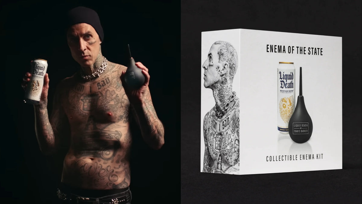 WTF?! TRAVIS BARKER and Liquid Death team for luxury enema kit