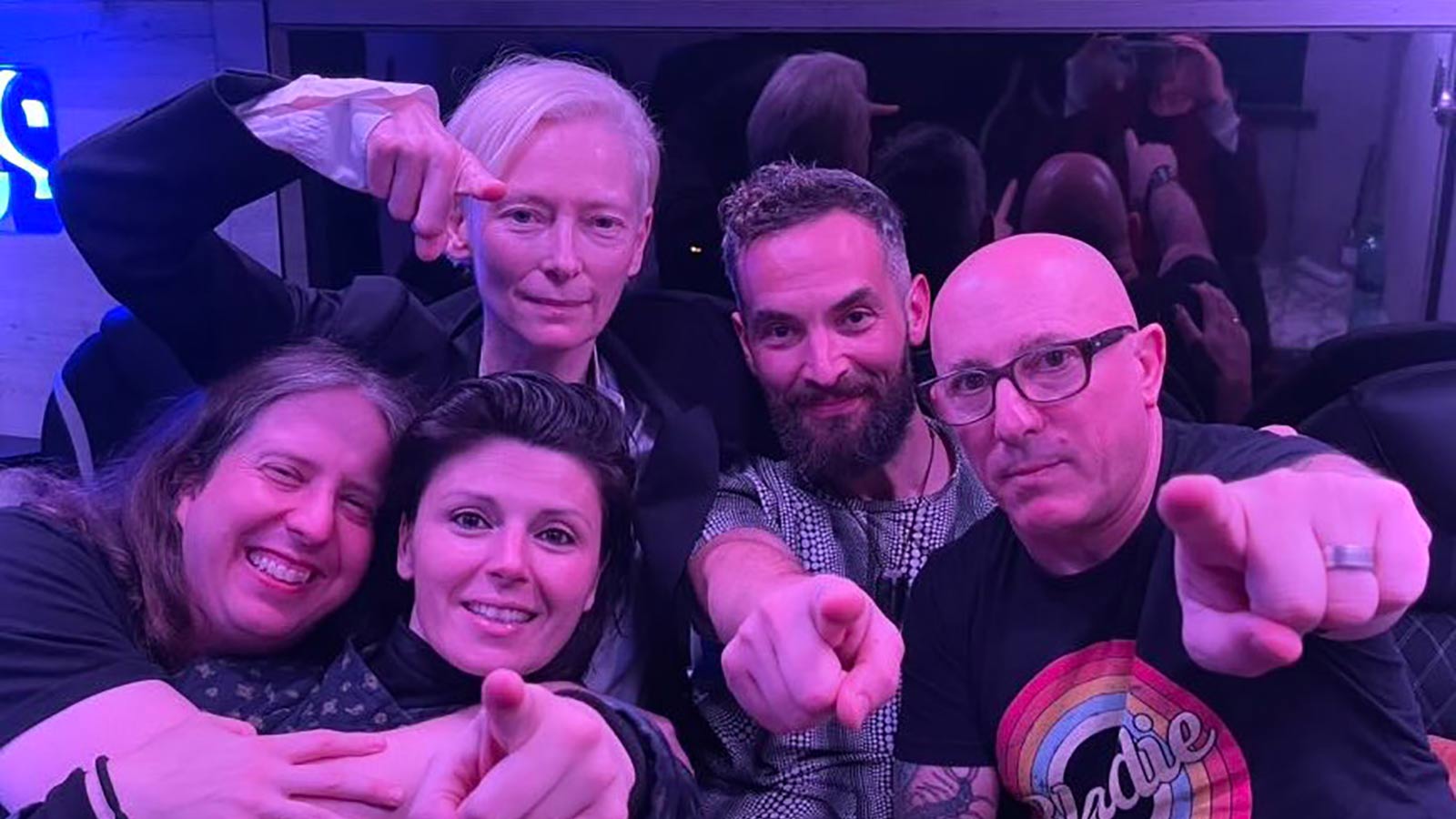 MAYNARD JAMES KEENAN hangs with TILDA SWINTON at PUSCIFER show