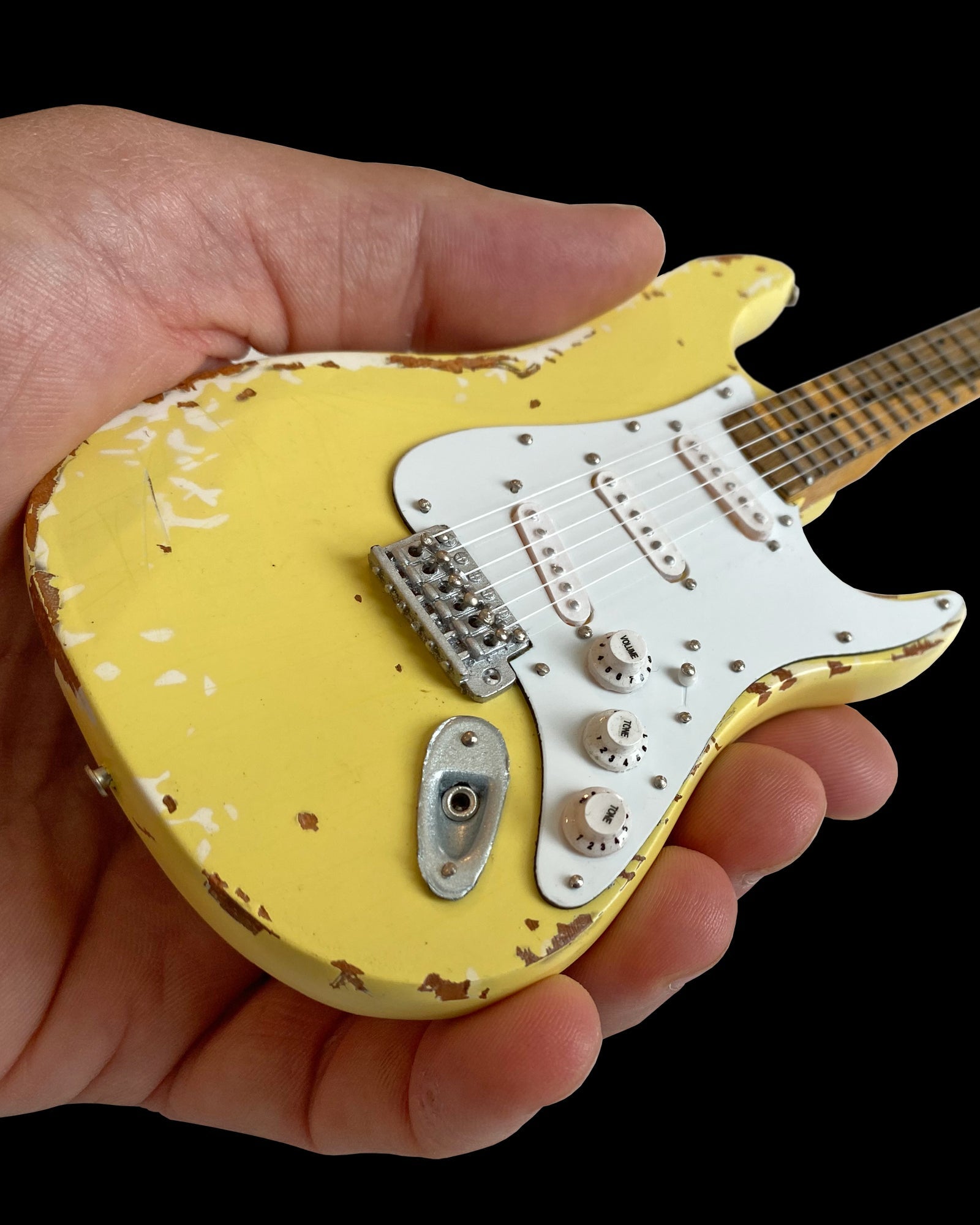 YNGWIE MALMSTEEN MINI FENDER™ STRAT™ HEAVILY WORN OLYMPIC WHITE FINISH GUITAR MODEL REPLICA