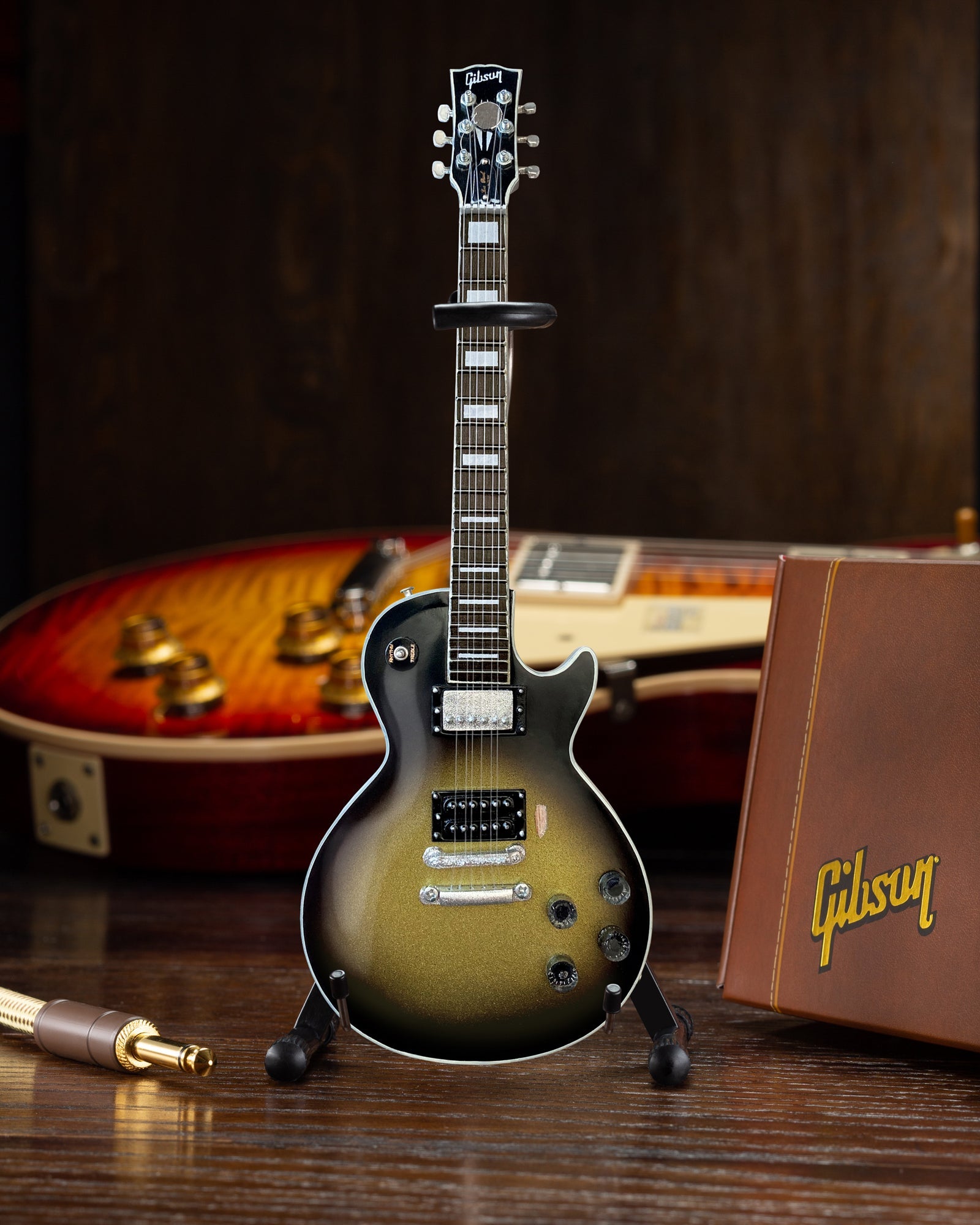 Adam Jones 1979 Gibson Les Paul Custom - Antique Silverburst Mini Guitar Replica 1:4 Scale Model