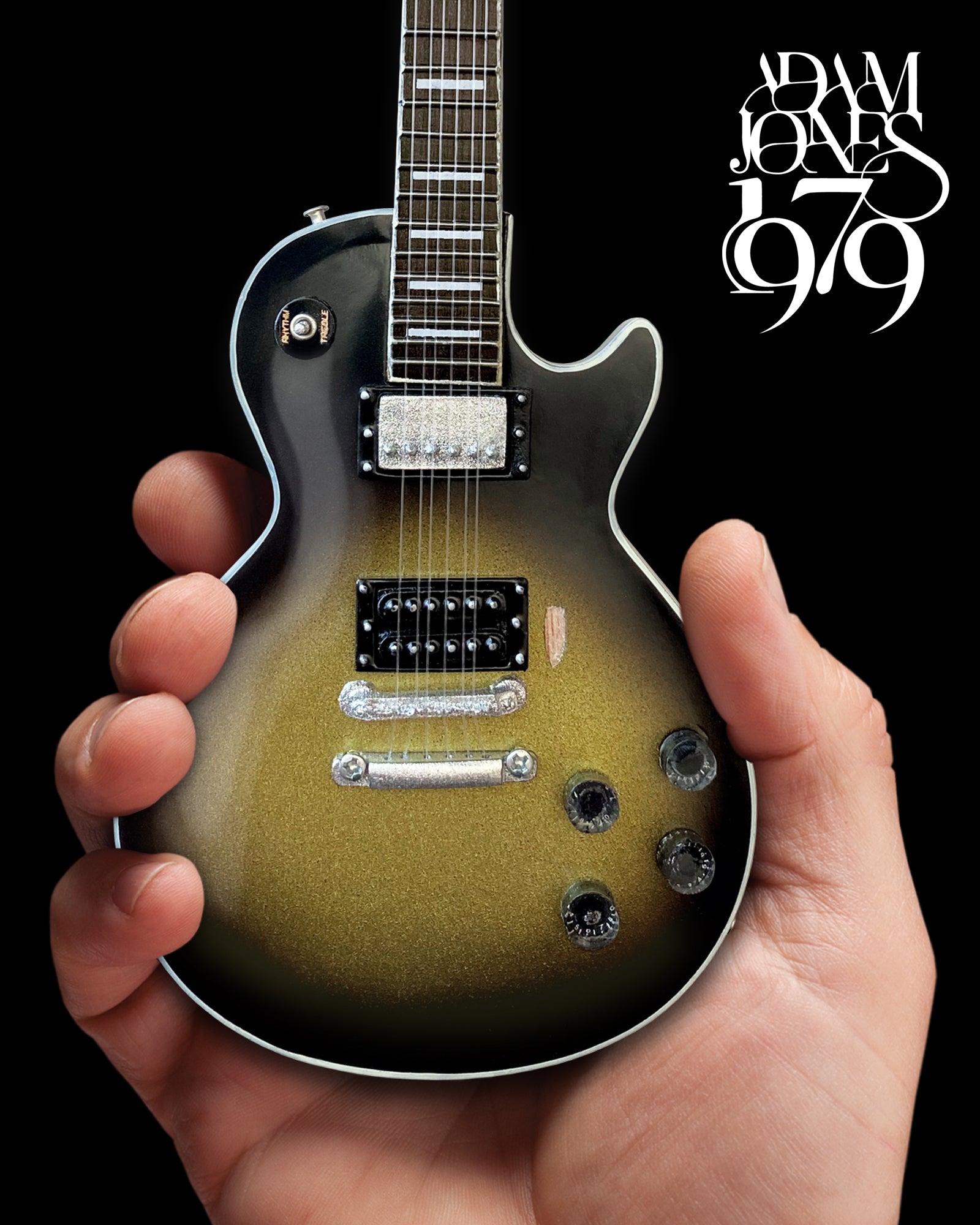 Adam Jones 1979 Gibson Les Paul Custom - Antique Silverburst Mini Guitar Replica 1:4 Scale Model