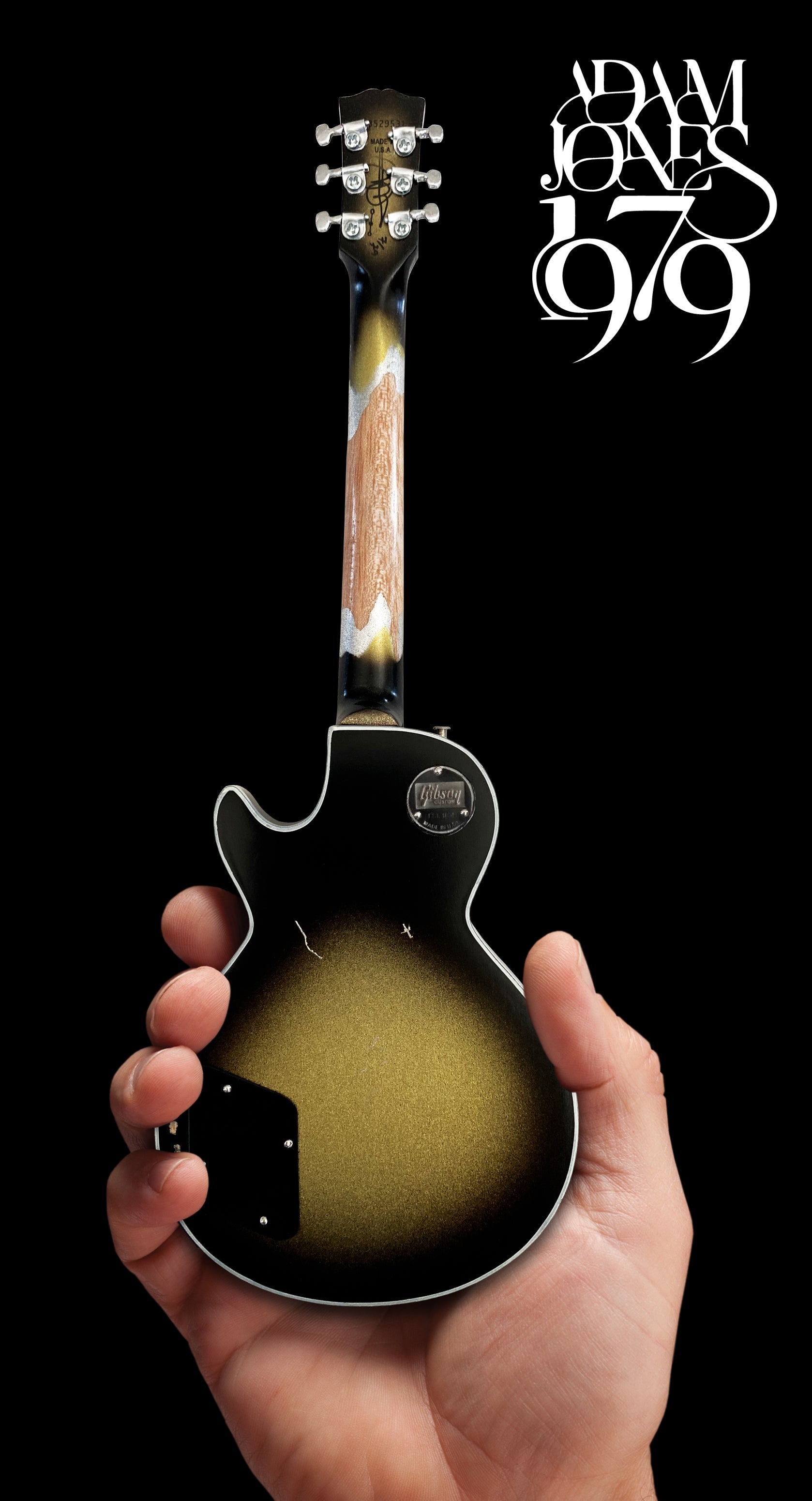 Adam Jones 1979 Gibson Les Paul Custom - Antique Silverburst Mini Guitar Replica 1:4 Scale Model