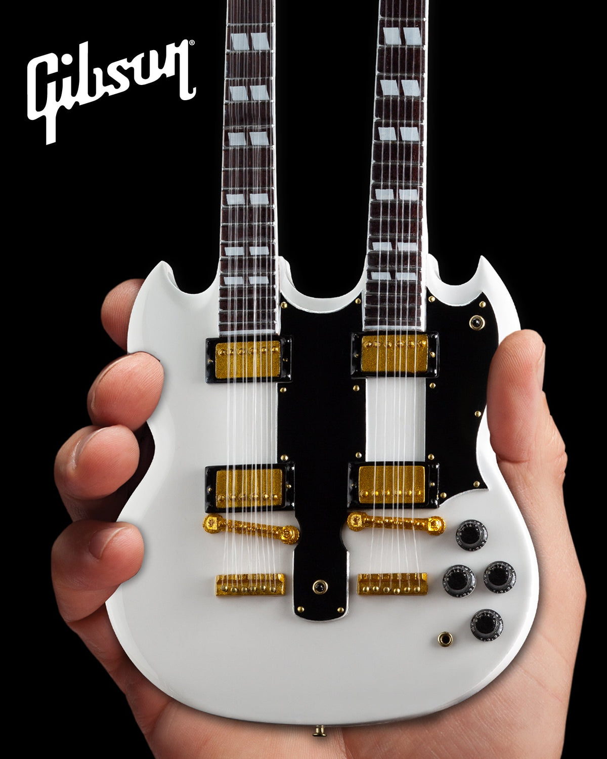 GIBSON SG EDS-1275 DOUBLENECK WHITE 1:4 SCALE MINI GUITAR MODEL