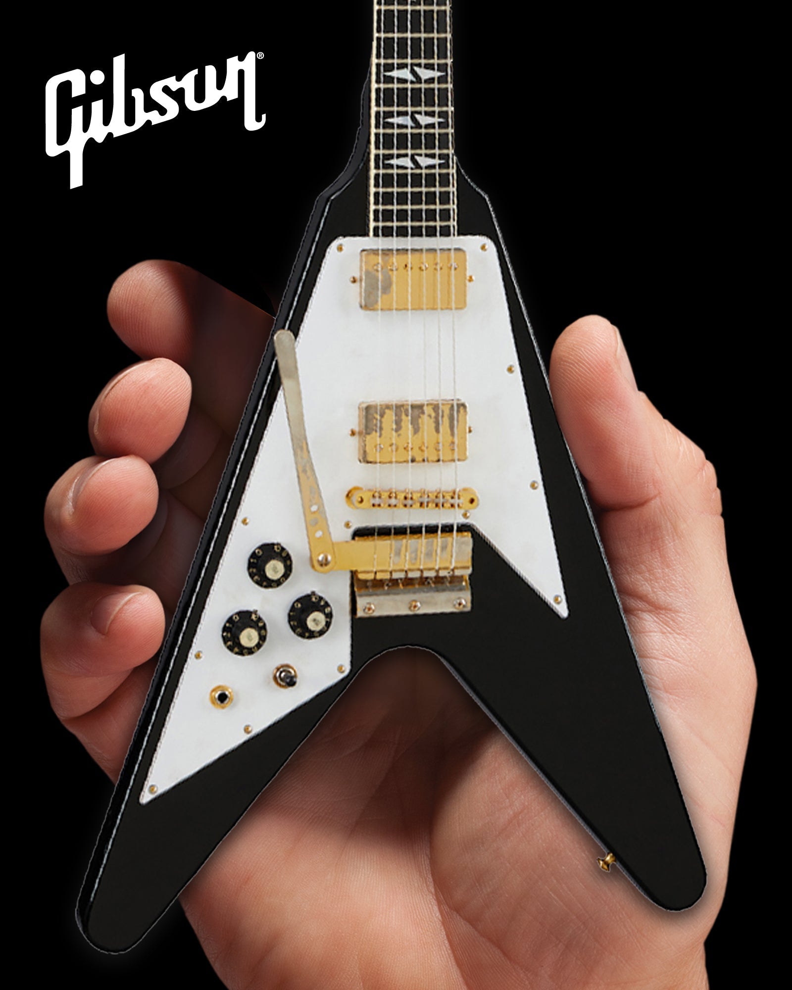 JIMI HENDRIX™ GIBSON 1969 FLYING V - LEFT-HANDED EBONY FINISH 1:4 SCALE MINI GUITAR MODEL