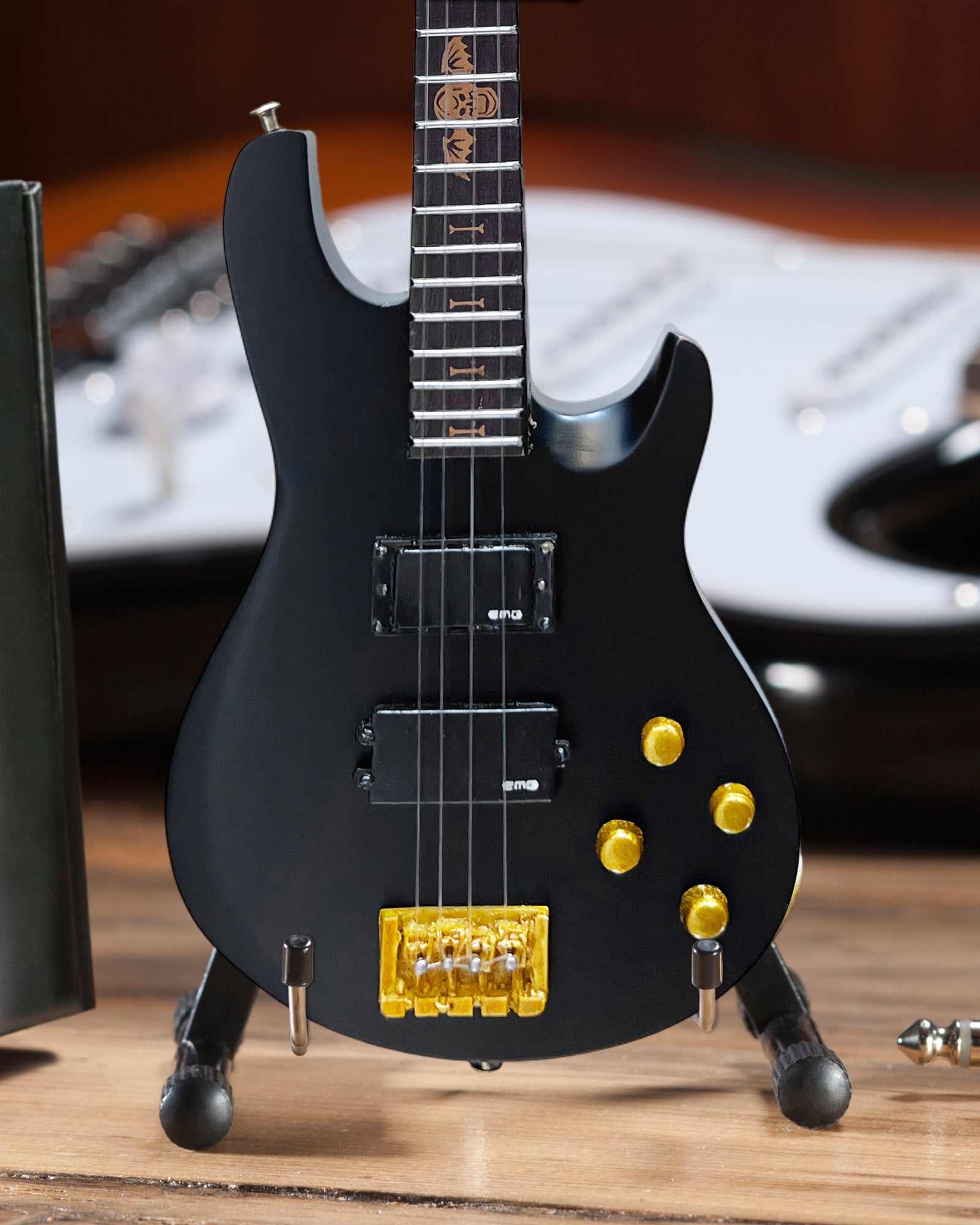 OFFICIALLY LICENSED JOHNNY CHRIST SCHECTER MINI SATIN BLACK BASS FROM