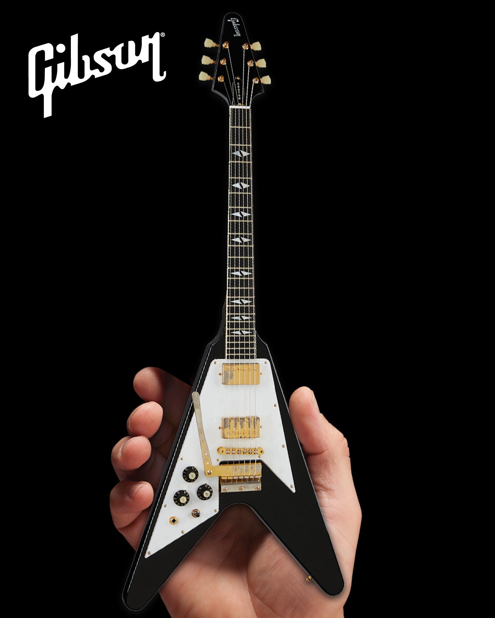 JIMI HENDRIX™ GIBSON 1969 FLYING V - LEFT-HANDED EBONY FINISH 1:4 SCALE MINI GUITAR MODEL