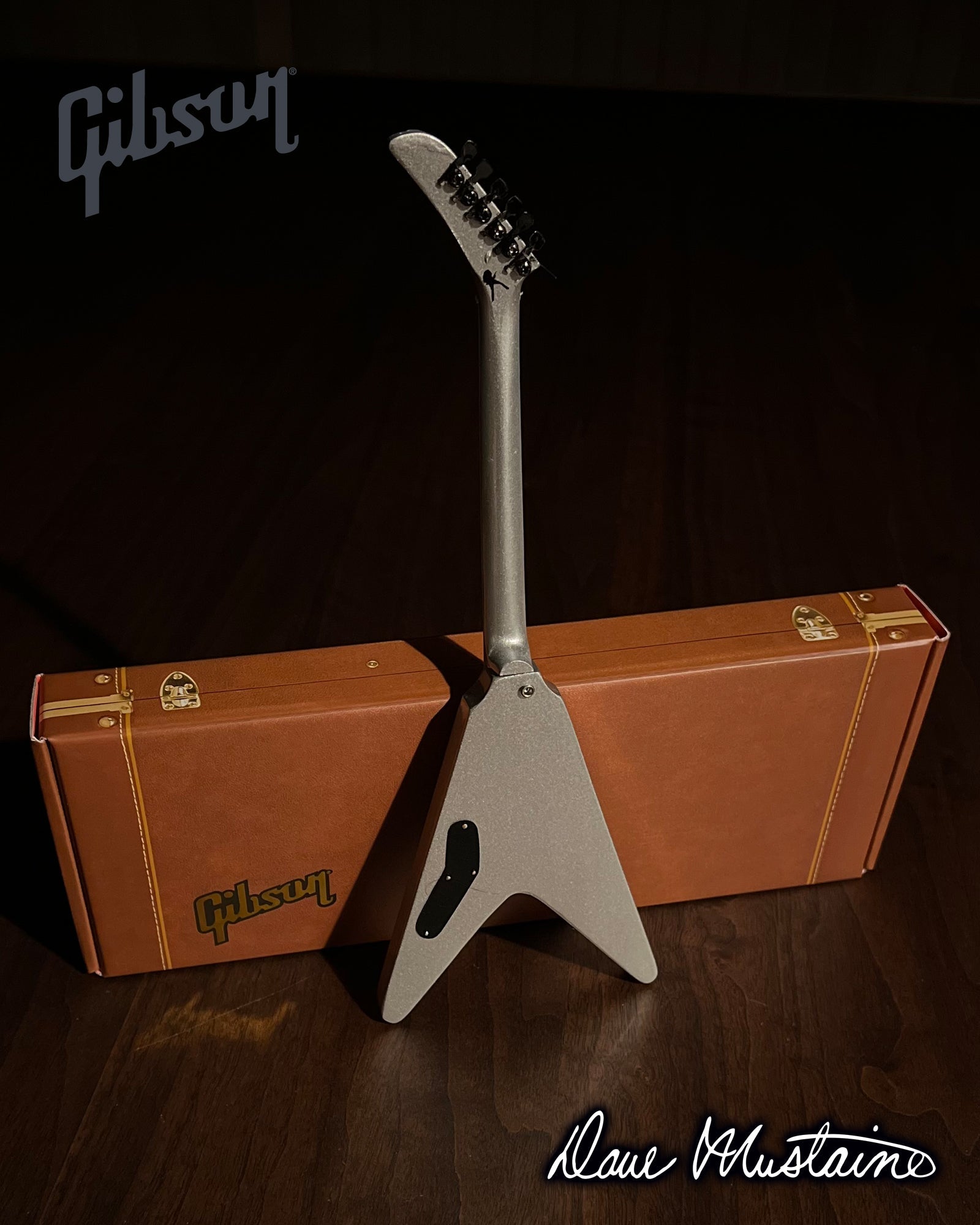 DAVE MUSTAINE GIBSON FLYING V EXP SILVER METALLIC MINI GUITAR MODEL