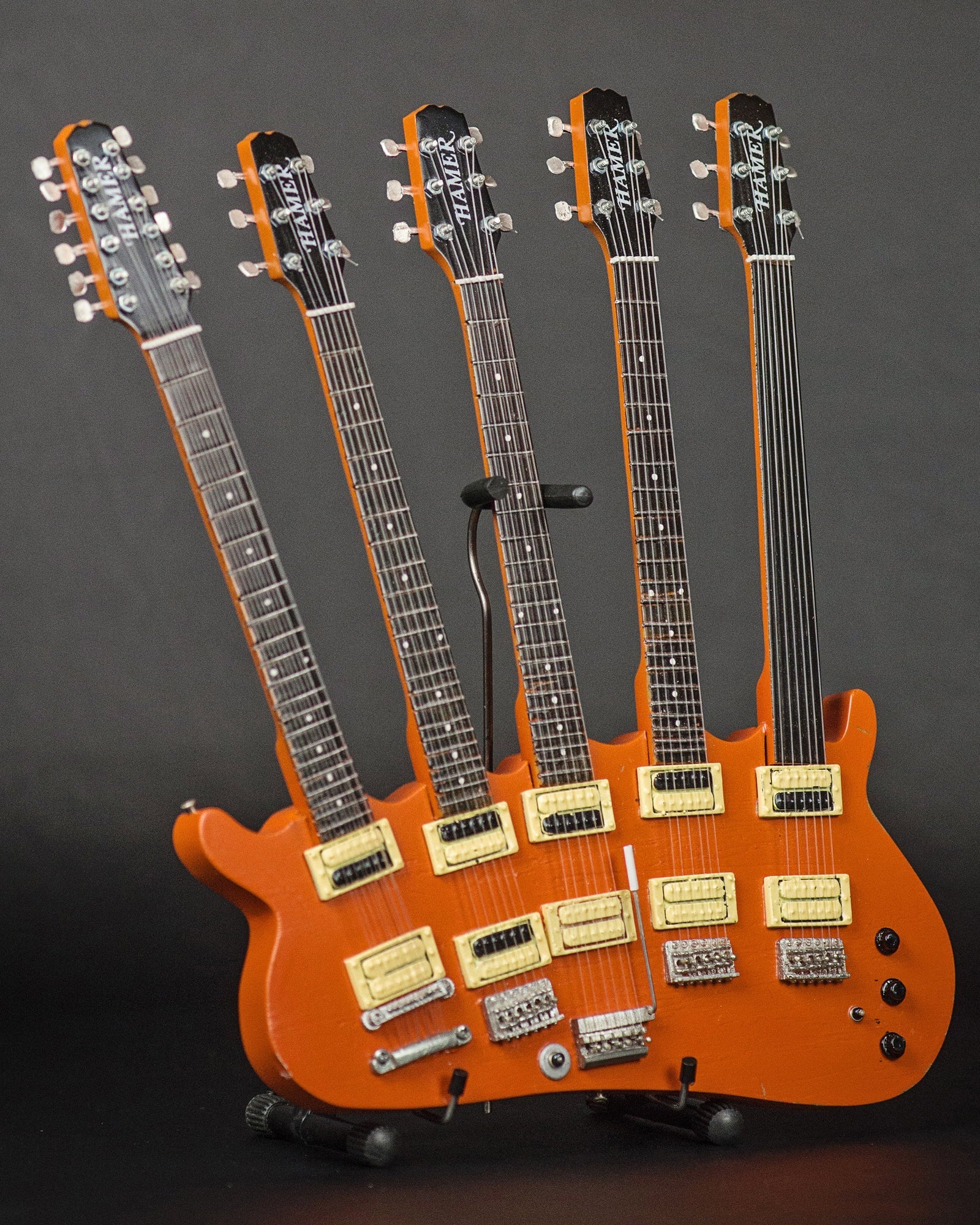 RICK NIELSEN™ FIVE-NECK ORANGE MONSTER MINI GUITAR REPLICA COLLECTIBLE - OFFICIALLY LICENSED