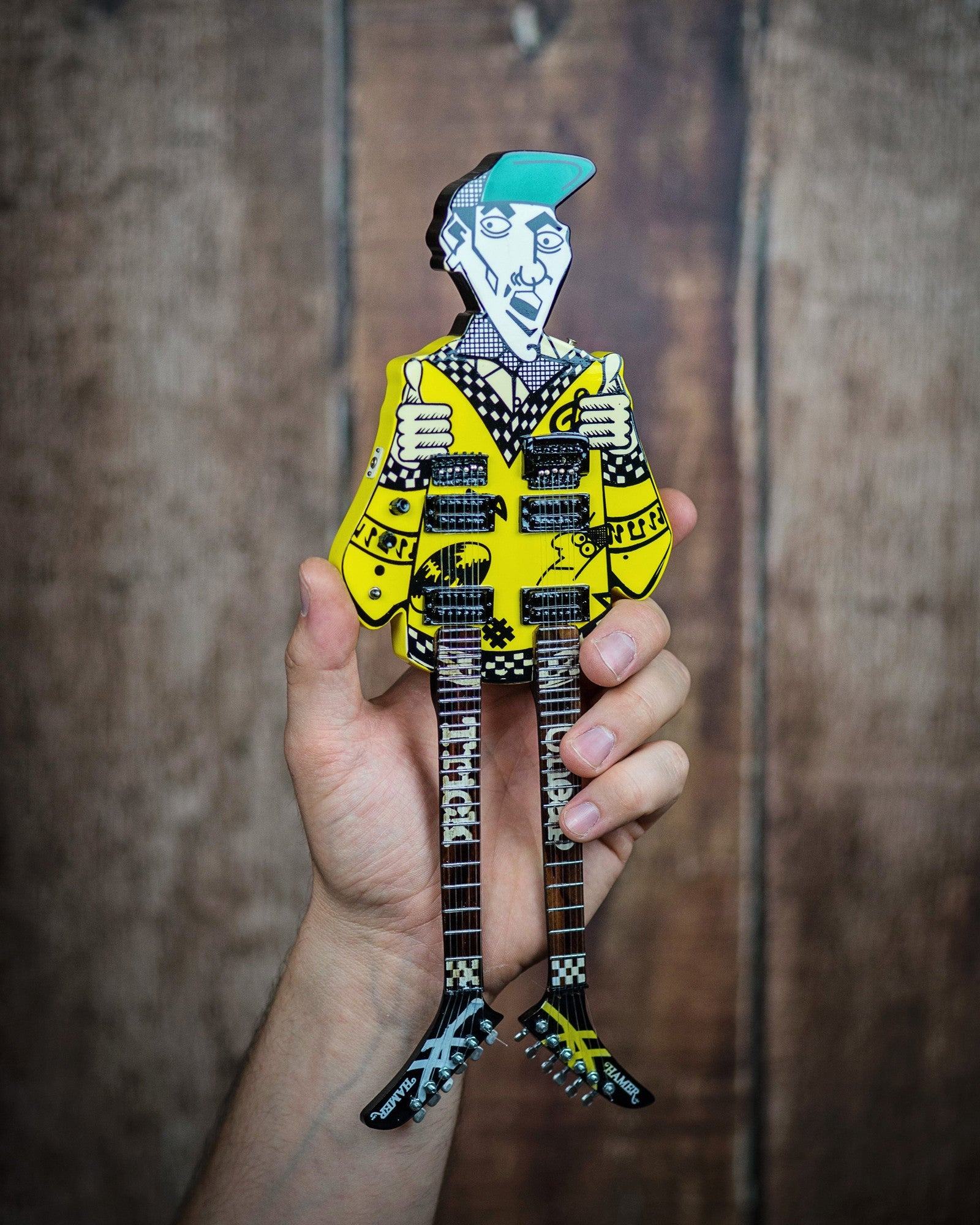 RICK NIELSEN™ 'Uncle Dick' Doubleneck Mini Guitar Replica Collectible - Officially Licensed