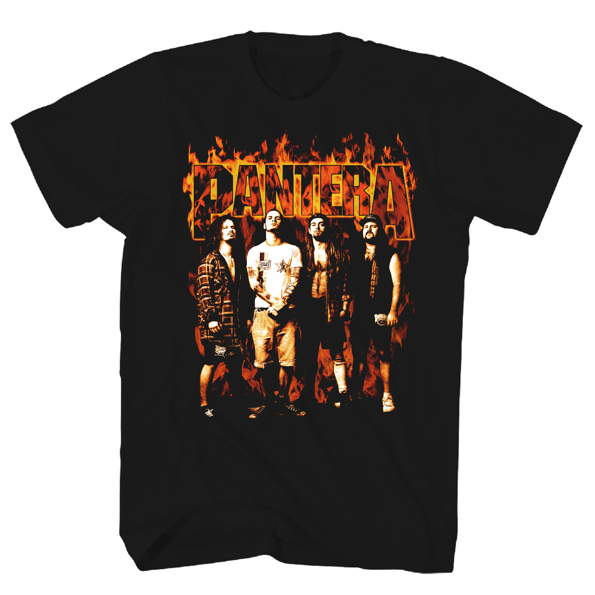 PANTERA FLAMES BAND PHOTO FRT/BACK BLACK T-SHIRT