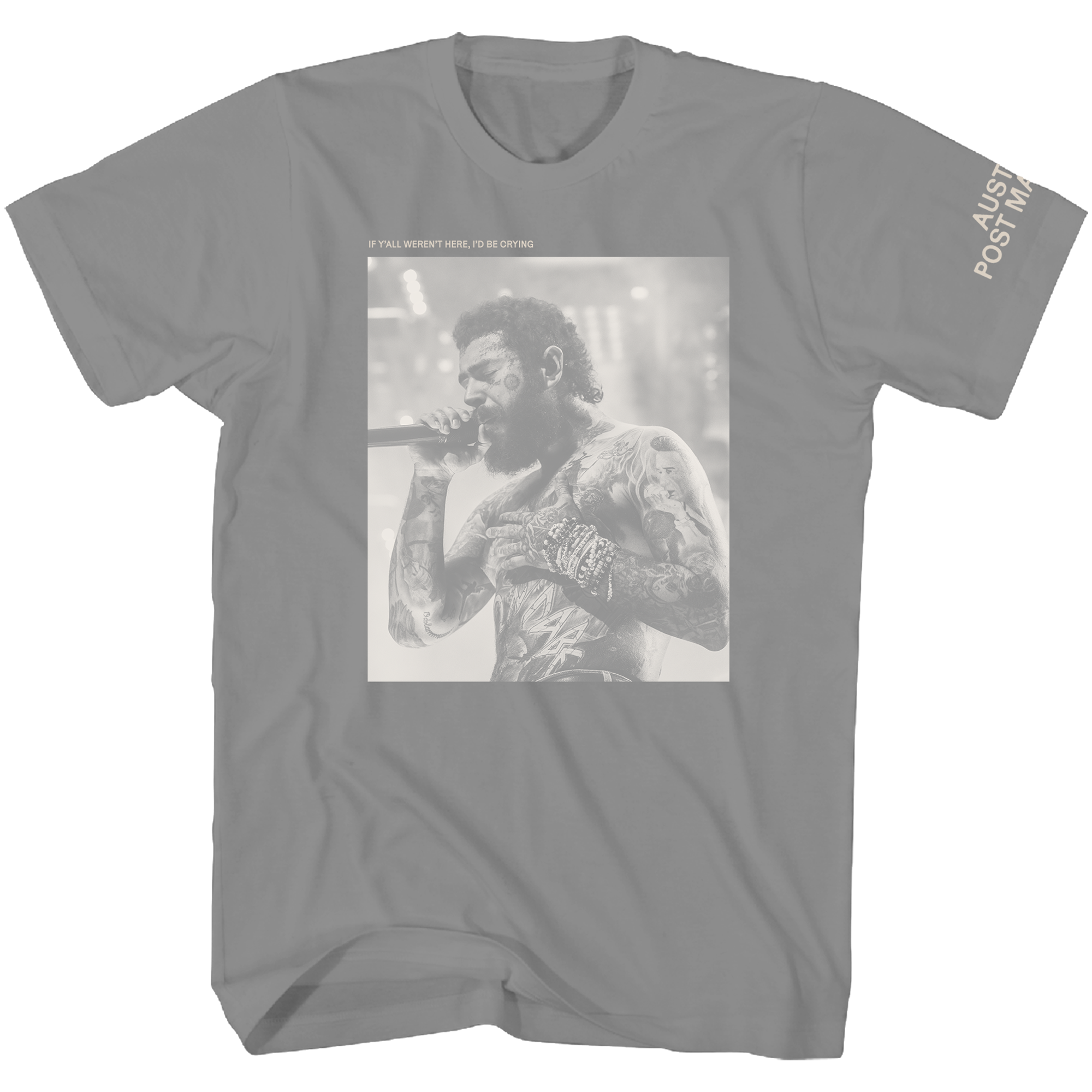 POST MALONE GRAY PHOTO F/SL T-SHIRT
