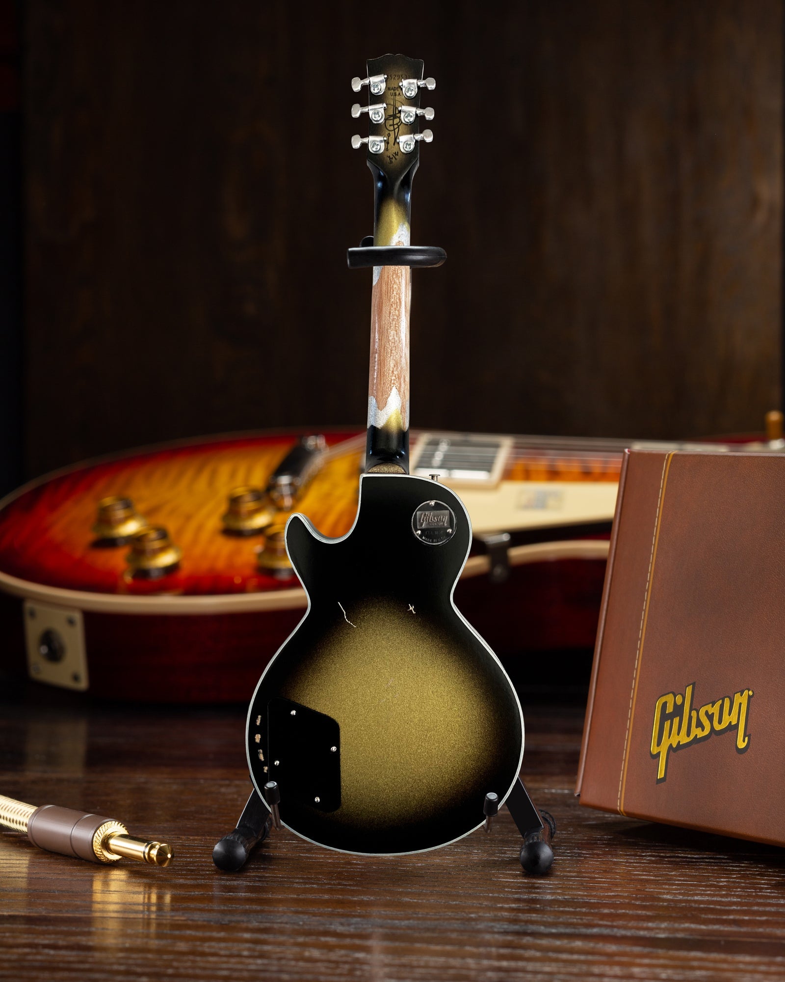 Adam Jones 1979 Gibson Les Paul Custom - Antique Silverburst Mini Guitar Replica 1:4 Scale Model