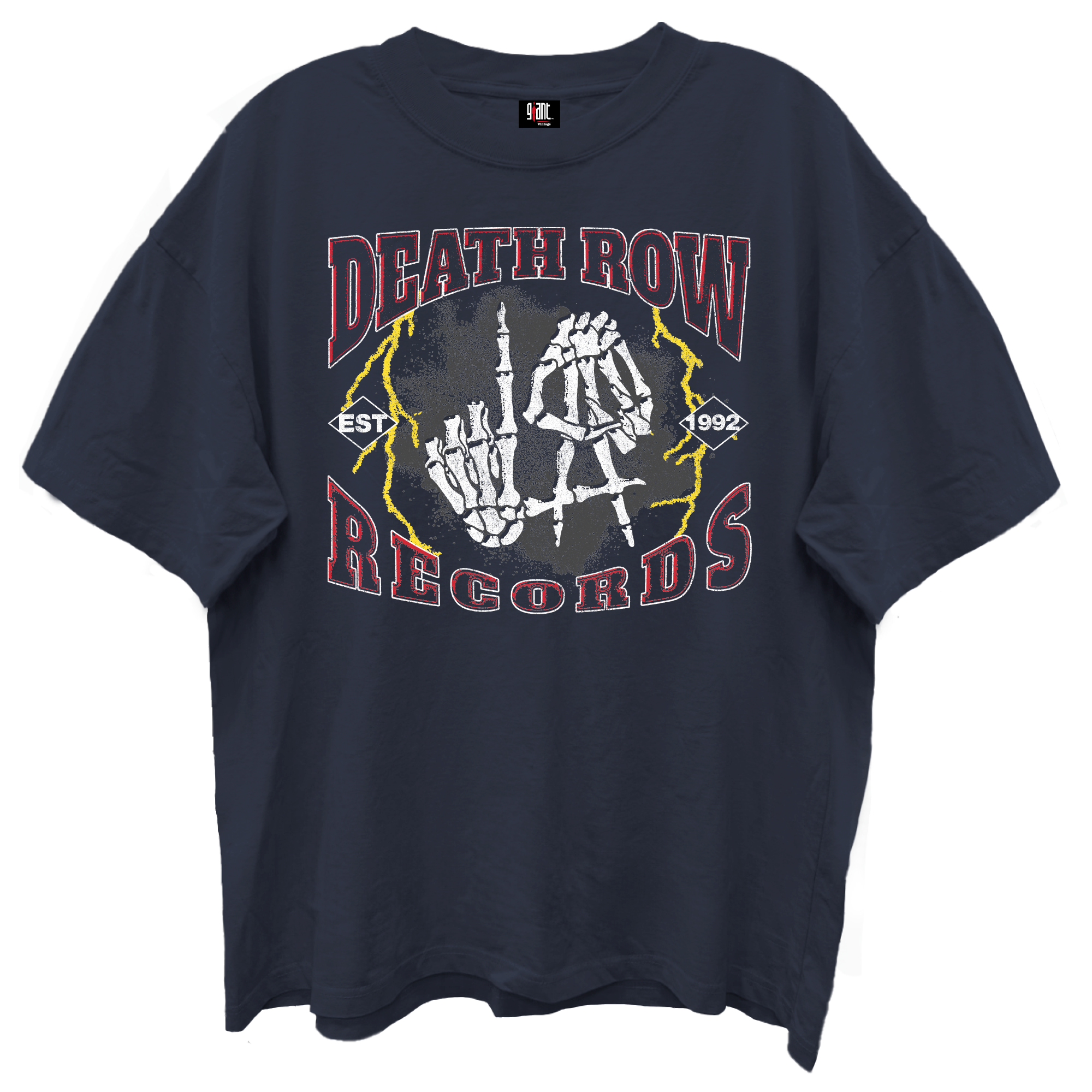 DEATH ROW RECORDS LA HANDS NAVY T-SHIRT/GIANT VINTAGE