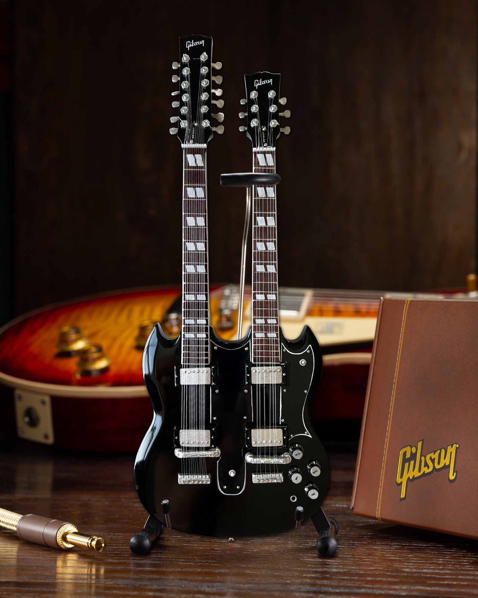 SLASH GIBSON 1966 EDS-1275 DOUBLENECK - AGED MINI GUITAR REPLICA MODEL