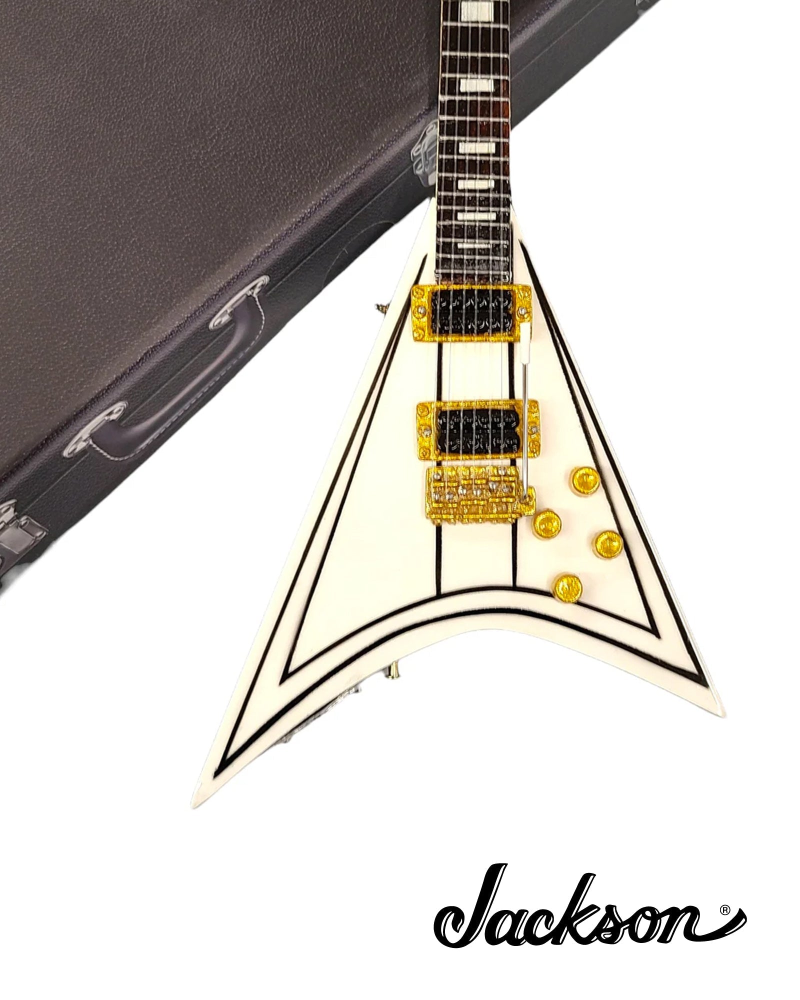Jackson Guitars® Signature Rhoads White V Miniature Guitar Replica Collectible