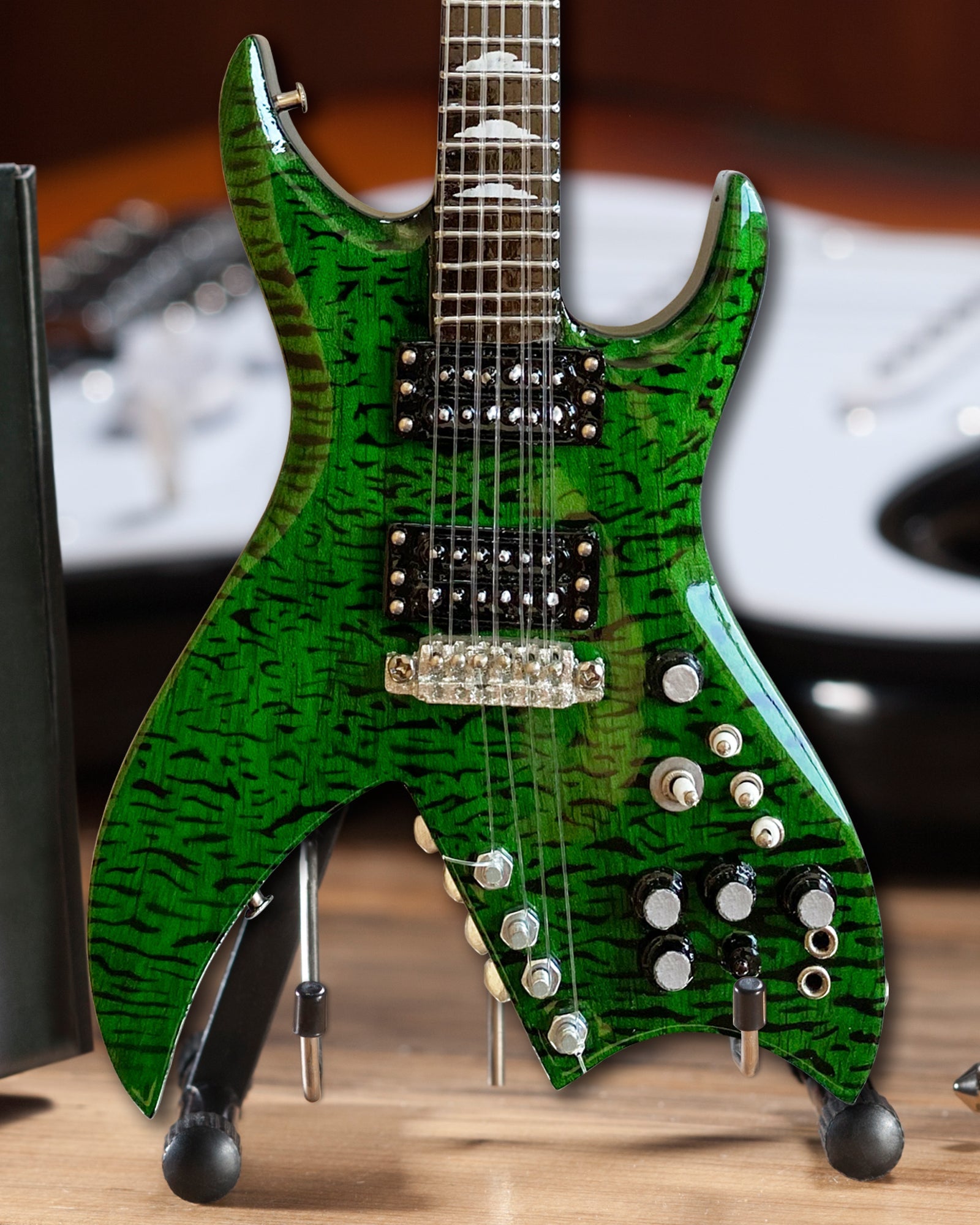 OFFICIAL B.C. RICH® BICH GREEN MINIATURE GUITAR REPLICA COLLECTIBLE