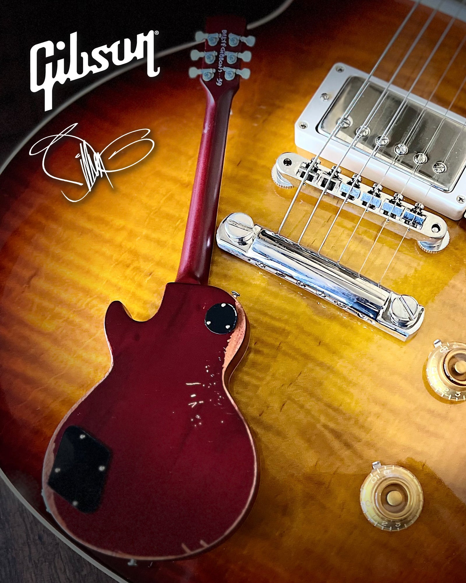 BILLY F GIBBONS AGED "PEARLY GATES" GIBSON LES PAUL MINI GUITAR MODEL