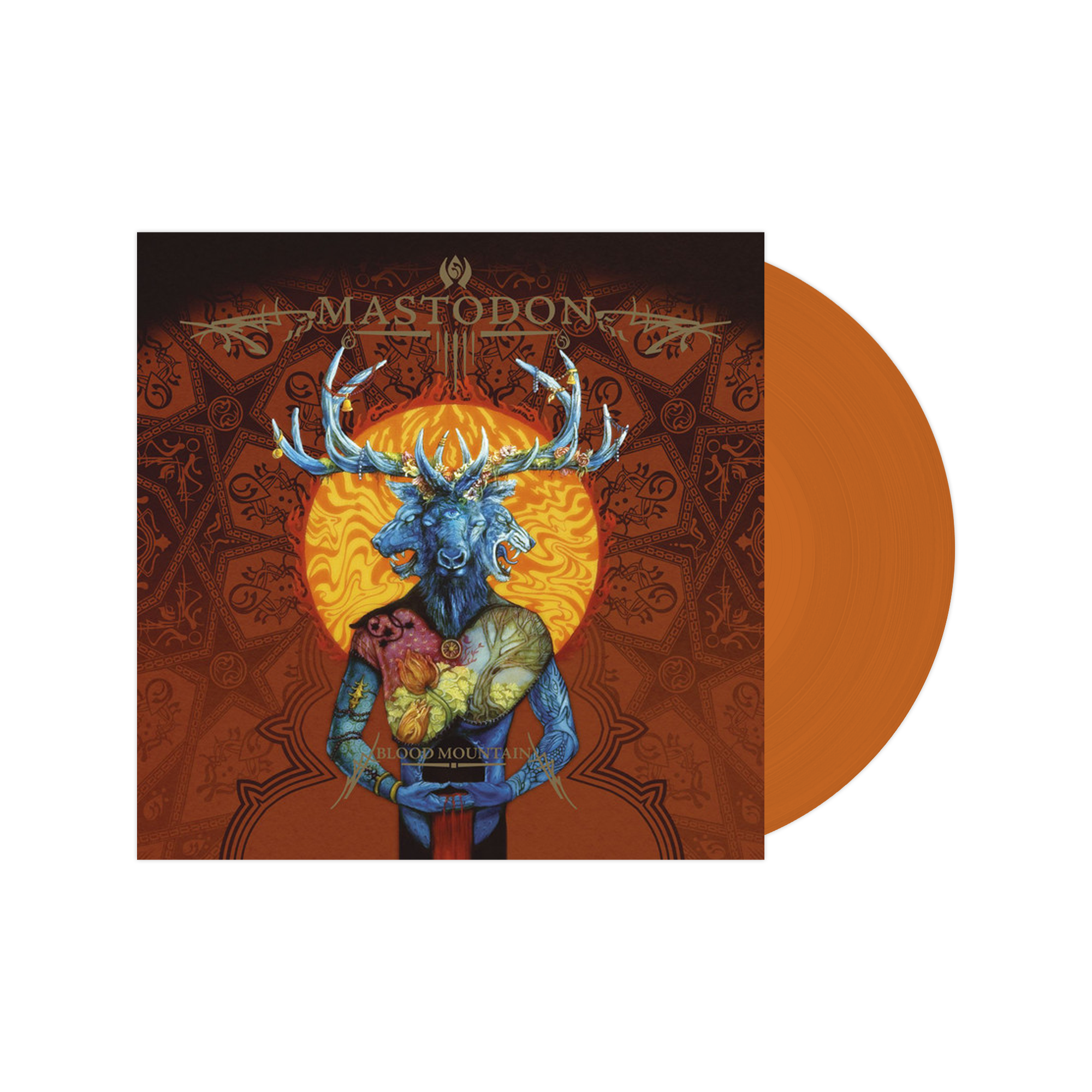 MASTODON ‘BLOOD MOUNTAIN’ LP (Exclusive – Orange Vinyl) w/ SIGNED 12"x12" PAUL ROMANO PRINT