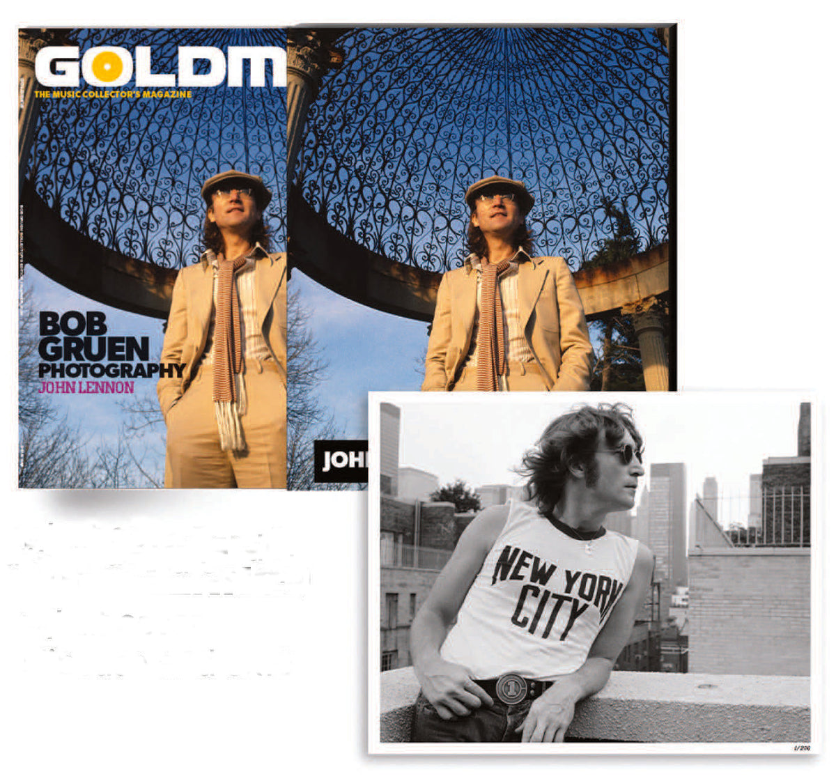 BOB GRUEN/JOHN LENNON X GOLDMINE BUNDLE - GOLDMINE SUMMER 2024 ISSUE W/ NUMBERED 8"X10” OF JOHN LENNON BY BOB GRUEN IN NUMBERED SLIPCASE