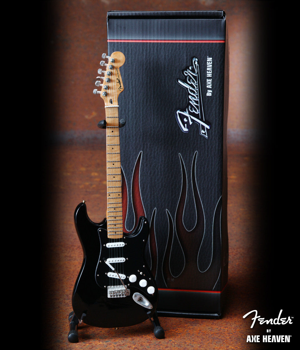 FENDER™ STRAT™ BLACK FINISH & BLACK PICK GUARD - OFFICIALLY LICENSED MINIATURE GUITAR REPLICA
