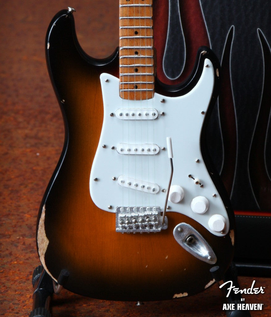SUNBURST ROAD WORN™ FENDER™ STRAT™ MINIATURE GUITAR REPLICA - OFFICIALLY LICENSED