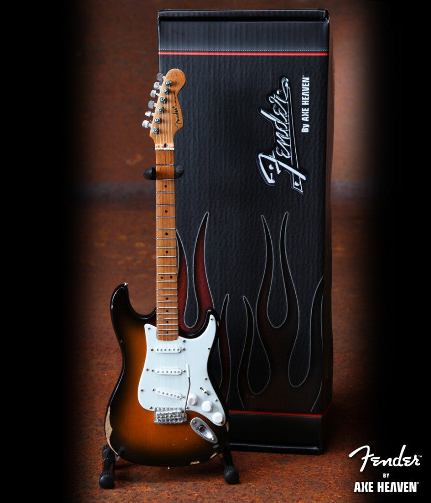 SUNBURST ROAD WORN™ FENDER™ STRAT™ MINIATURE GUITAR REPLICA - OFFICIALLY LICENSED