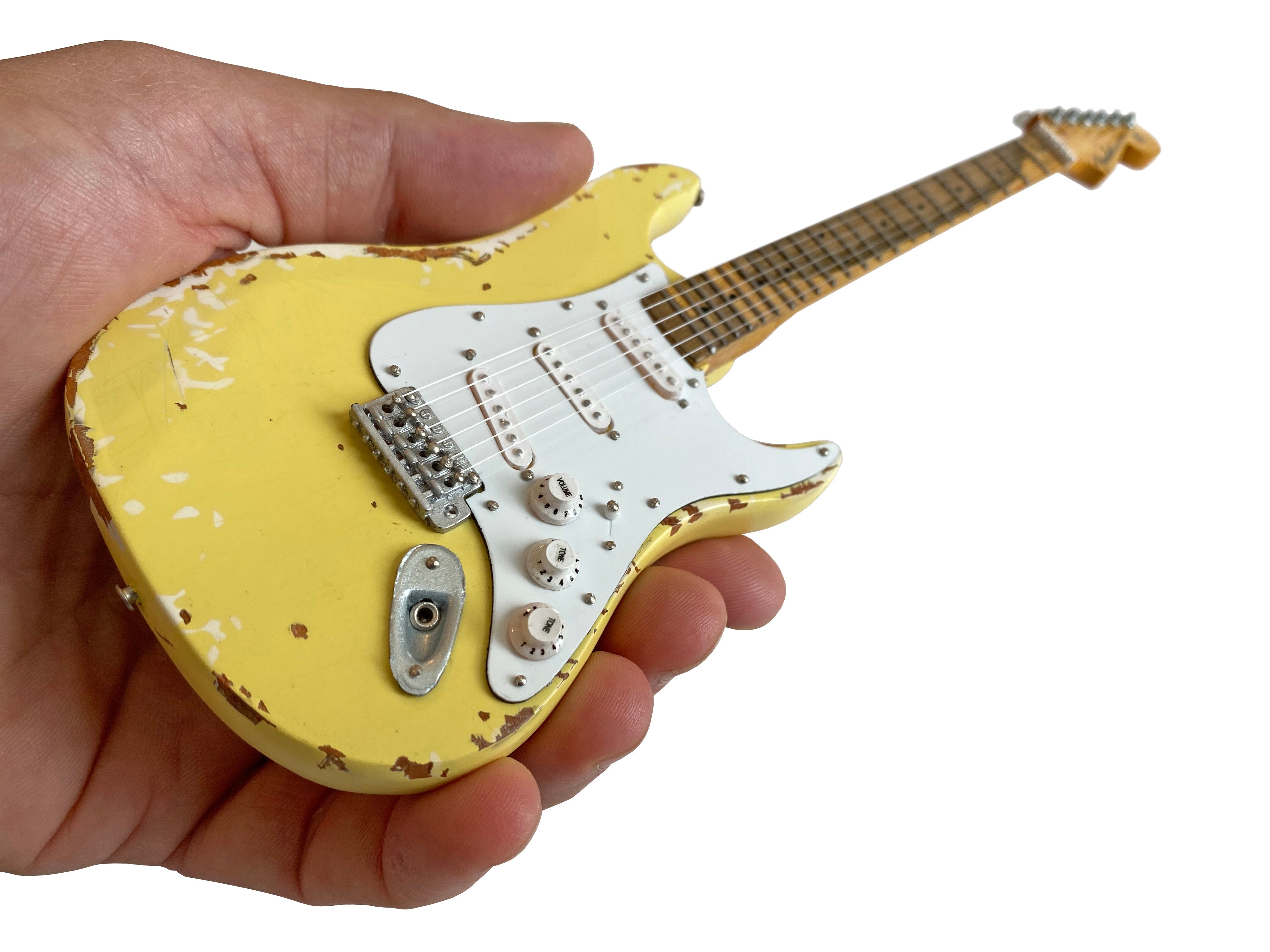 YNGWIE MALMSTEEN MINI FENDER™ STRAT™ HEAVILY WORN OLYMPIC WHITE FINISH GUITAR MODEL REPLICA