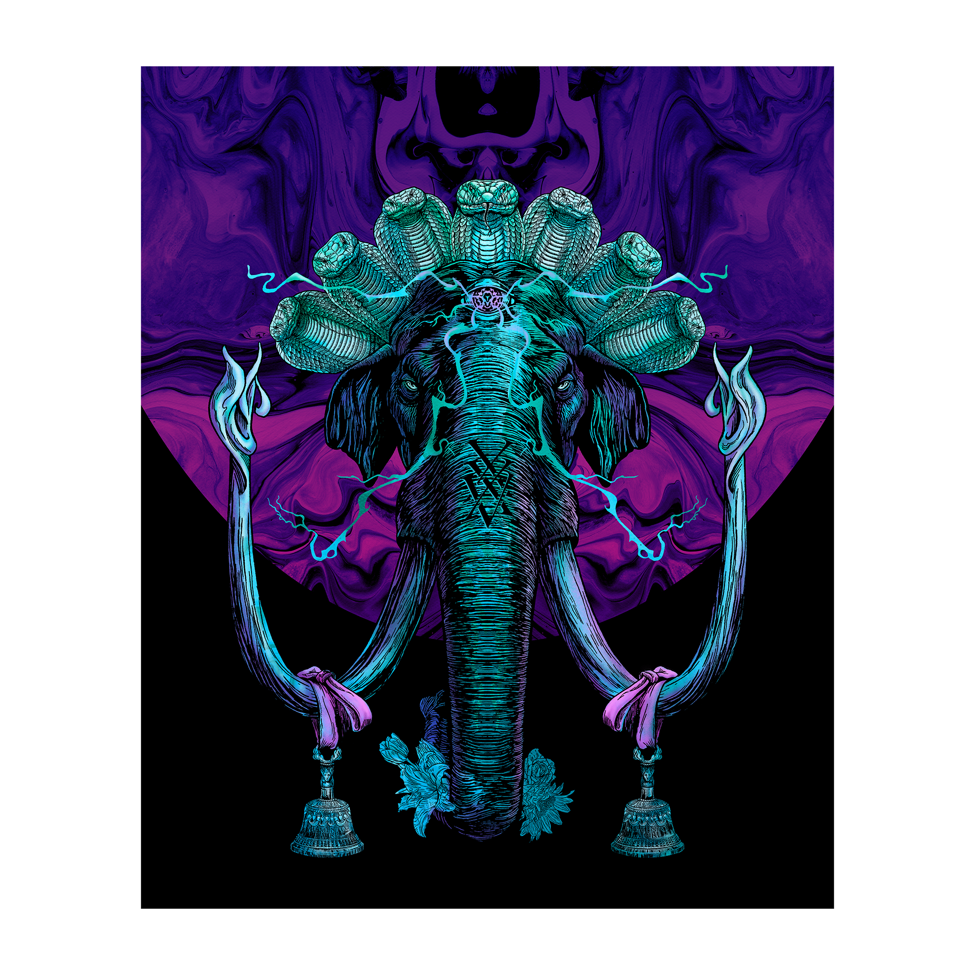 MASTODON LIMITED EDITION EXCLUSIVE 18x24 FLOCKED BLACKLIGHT PAUL ROMANO ILLUSTRATION POSTER