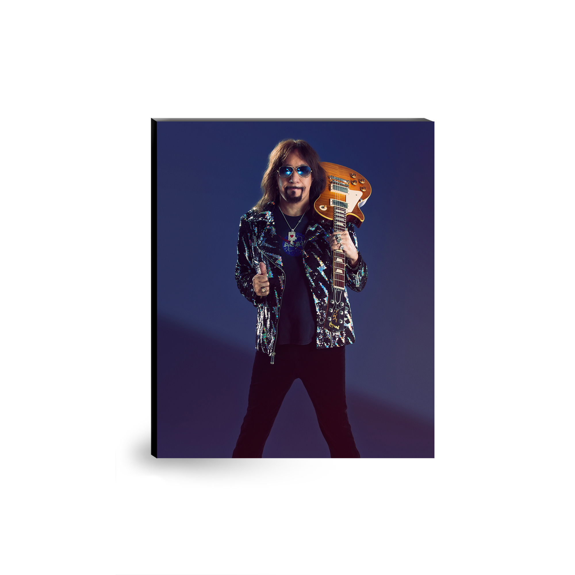 ACE FREHLEY X GOLDMINE BUNDLE - GOLDMINE SPRING 2024 ISSUE W/ NUMBERED 8X10" IN NUMBERED SLIPCASE & '10,000 VOLTS' LP (Transparent Red & Blue w/ Silver & Black Splatter Vinyl)