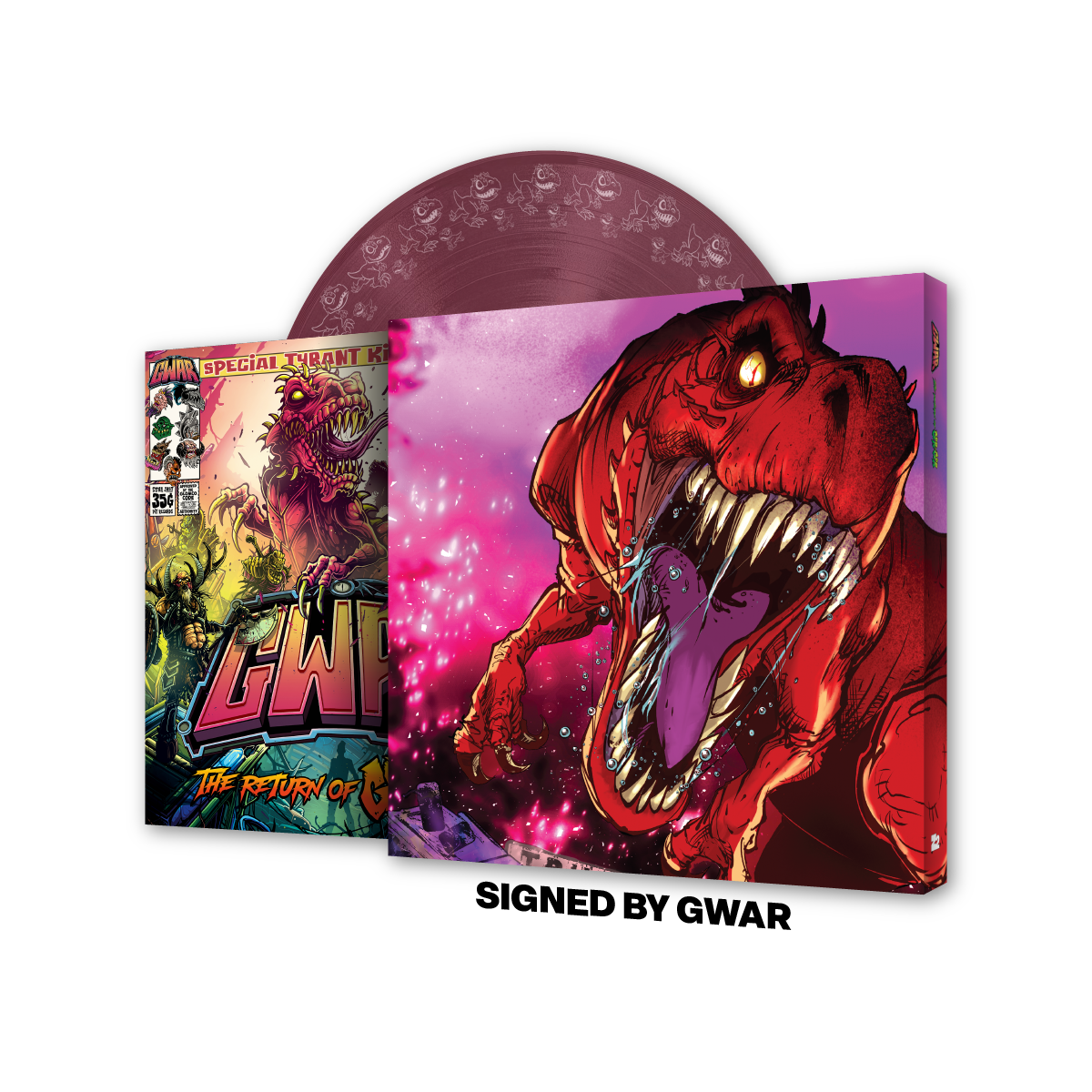 GWAR: 'THE RETURN OF GOR GOR' SIGNED PLATINUM EDITION COMIC BOOK + 'THE RETURN OF GOR GOR' LP (Limited Edition, Fruit Punch Vinyl)