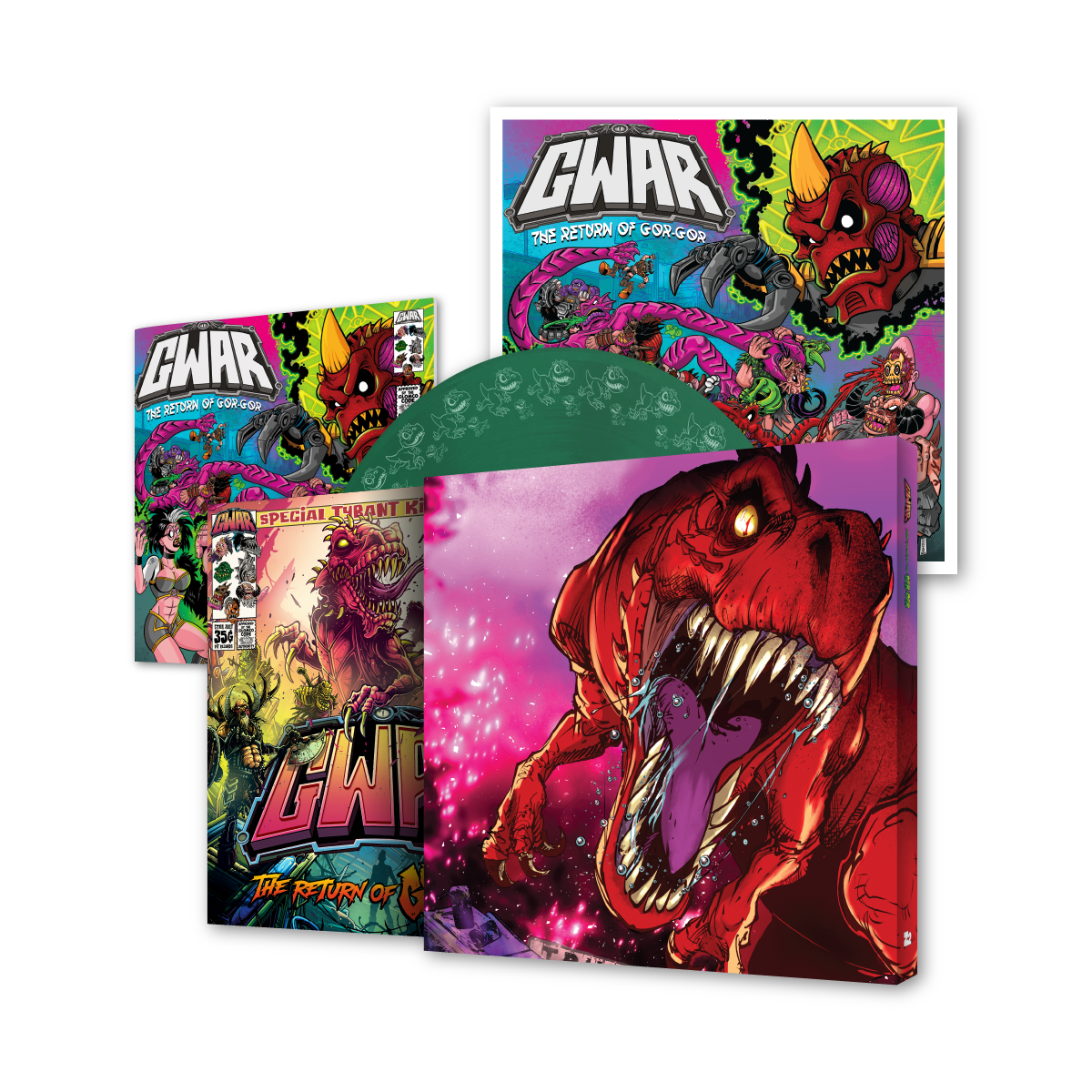 GWAR: 'THE RETURN OF GOR GOR' DELUXE COMIC BOOK + 'THE RETURN OF GOR GOR' LP (Limited Edition, Evergreen Vinyl))