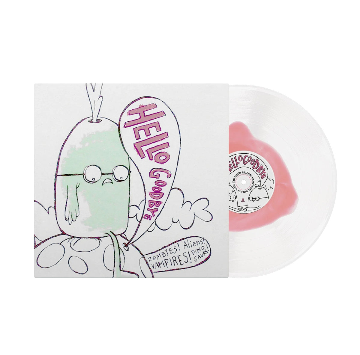 HELLOGOODBYE 'ZOMBIES! ALIENS! VAMPIRES! DINOSAURS!' LP (Pink In Clear Vinyl)
