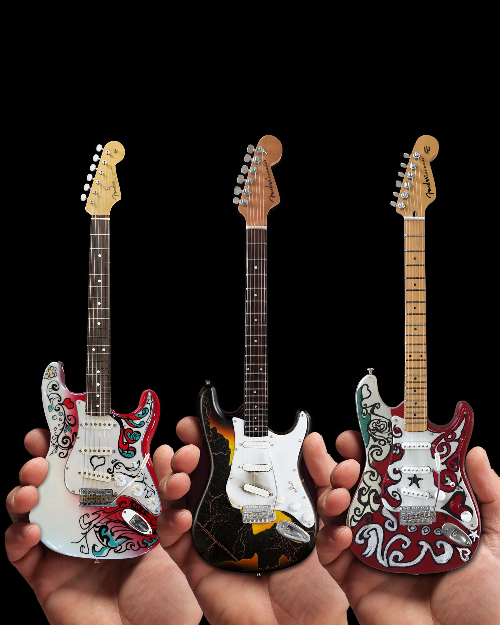 SET OF 3 SIGNATURE JIMI HENDRIX FENDER™ STRATOCASTER™ MINI GUITARS