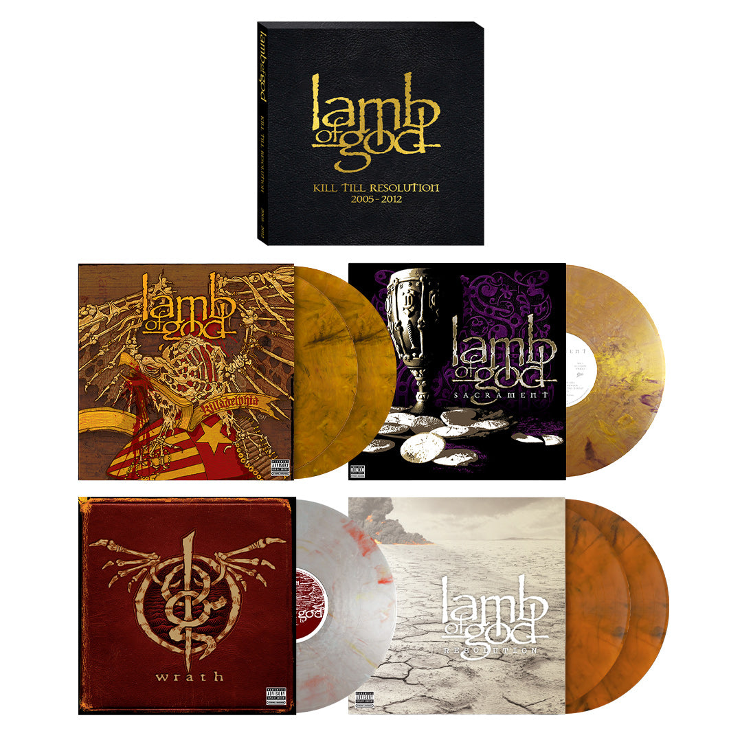LAMB OF GOD x REVOLVER: 'BURN TO ASHES' (1999-2004)/'KILL TILL RESOLUTION' (2005-2012) LIMITED VINYL BOX SETS
