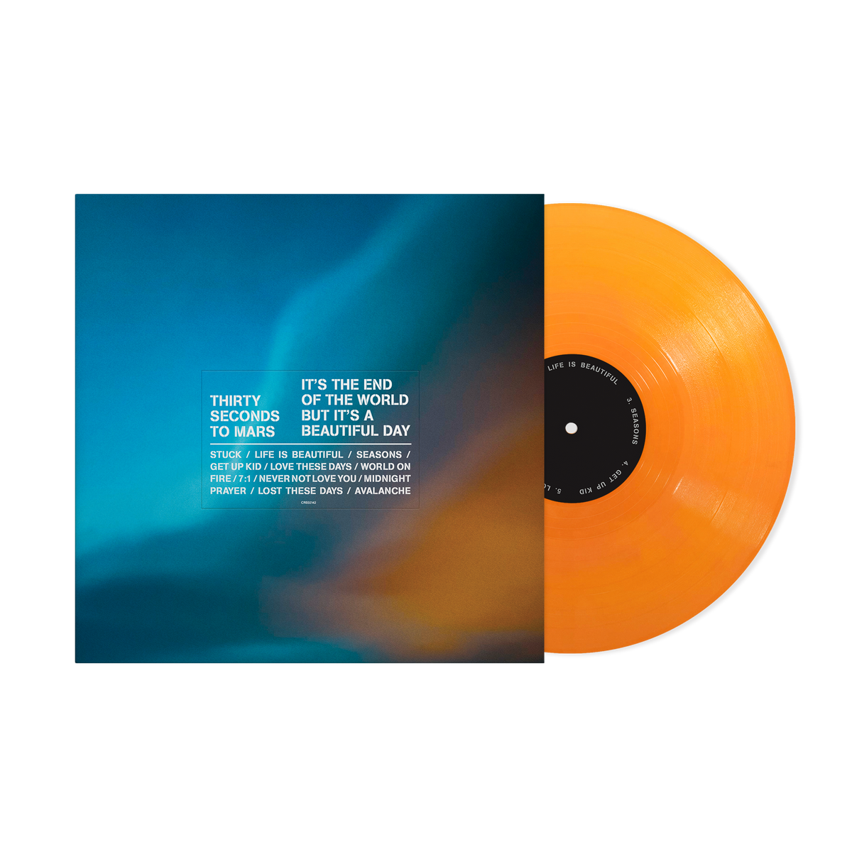 THIRTY SECONDS TO MARS ‘IT'S THE END OF THE WORLD BUT IT'S A BEAUTIFUL DAY’ LP (Limited Edition – Only 500 Made, Exclusive Alternative Cover #8 on Tangerine Vinyl)
