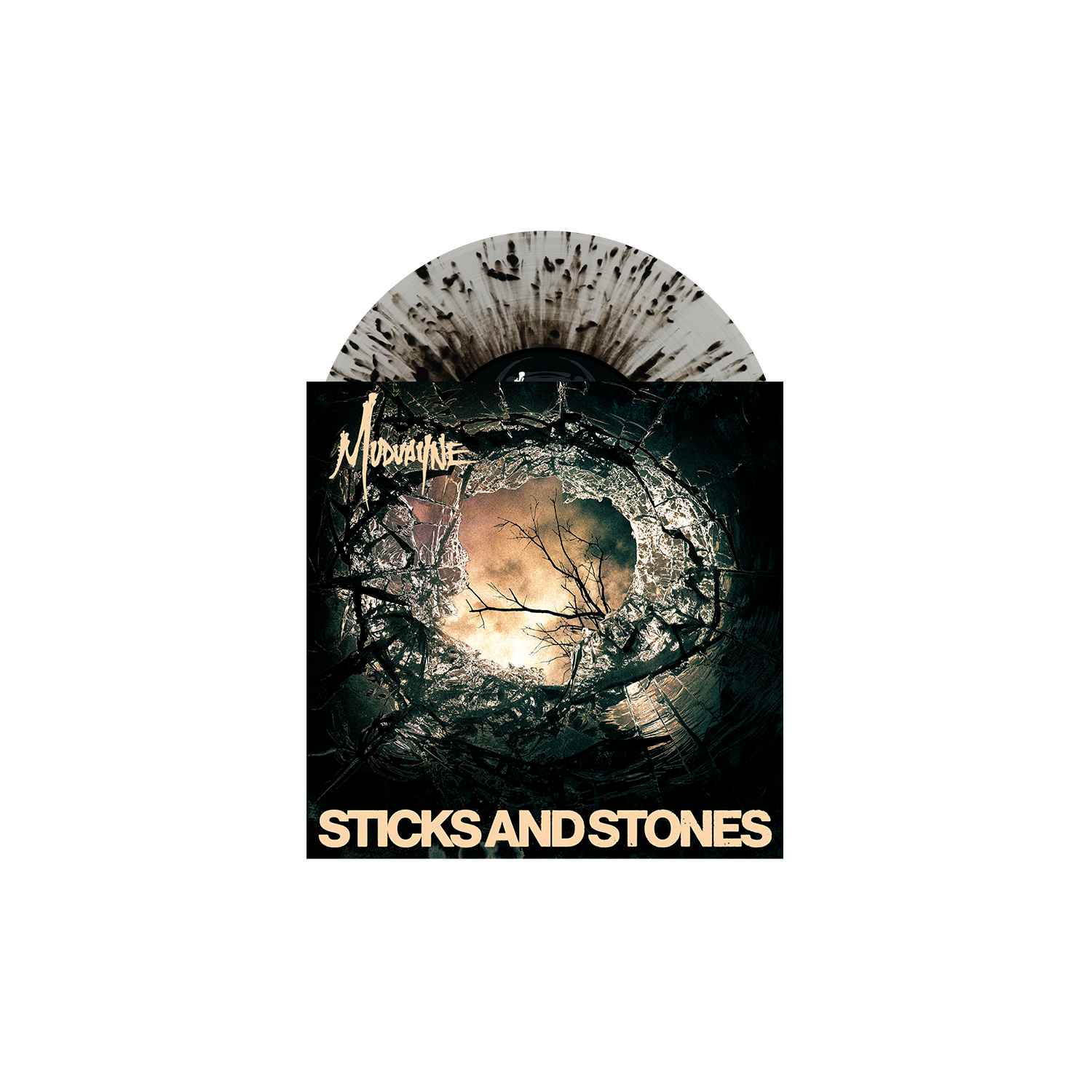 MUDVAYNE ‘STICKS AND STONES’ 7" (Exclusive – Limited to 500, Clear w/ Black Splatter Vinyl)