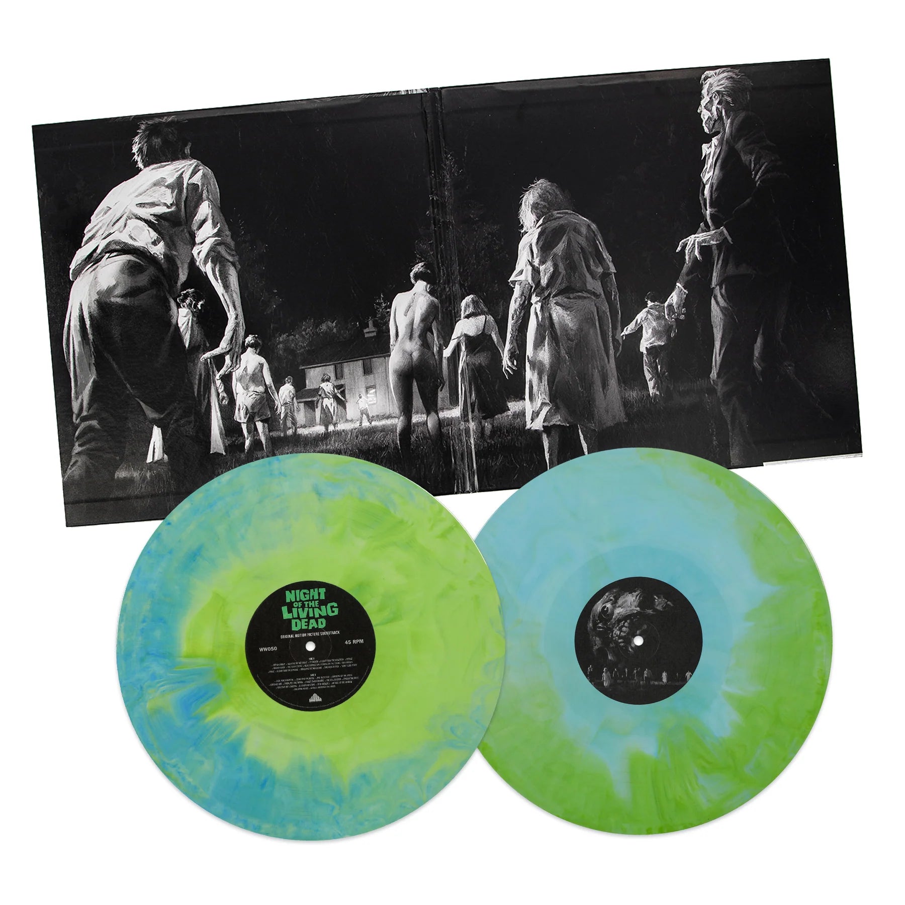 NIGHT OF THE LIVING DEAD SOUNDTRACK 2LP (50th Anniversary Edition, Ghoul Green & Blue Vinyl)