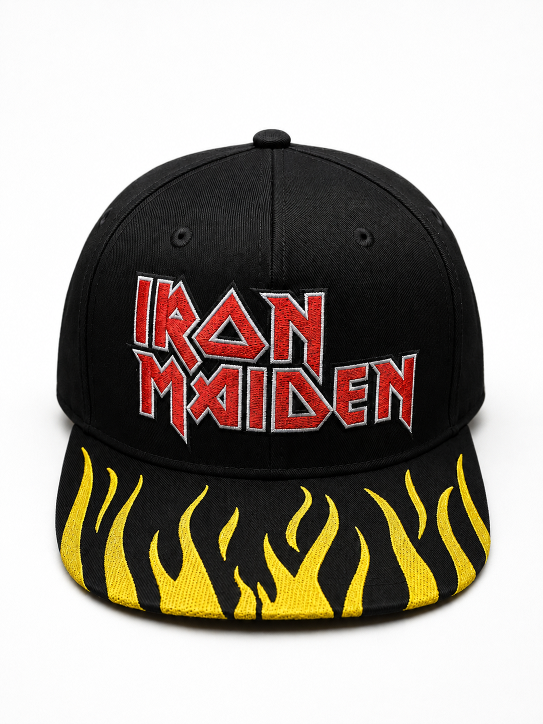 Iron Maiden Flat Embroidery Black 5 Panel Structured Hat
