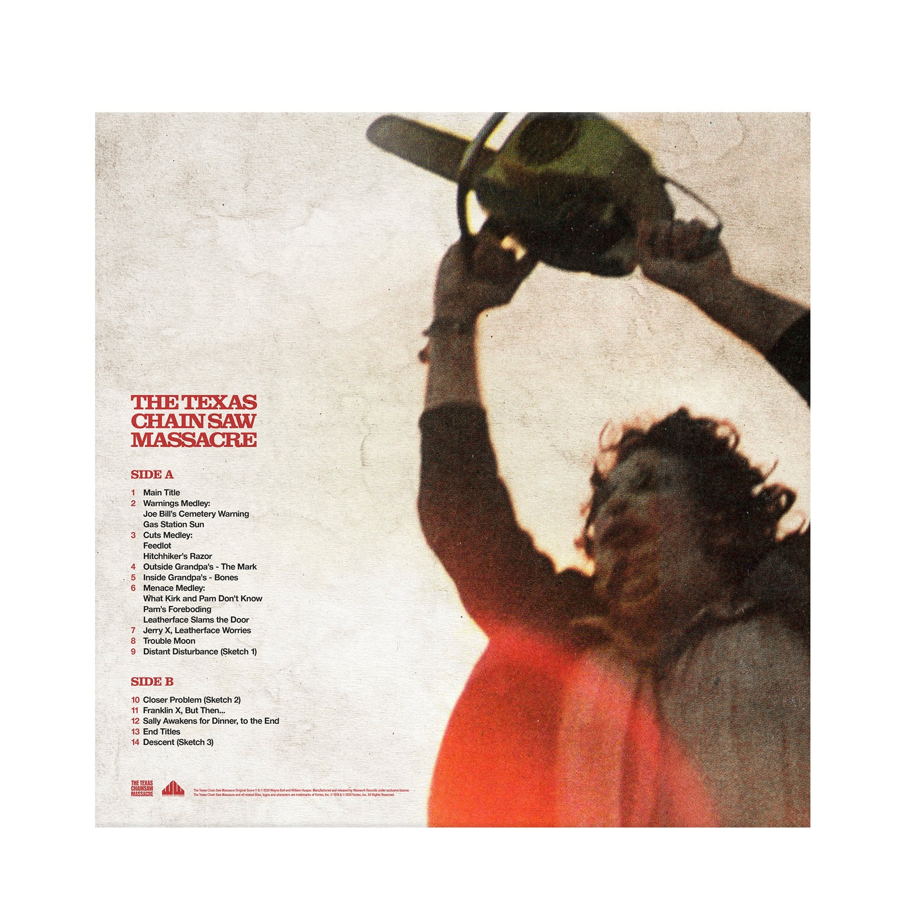 THE TEXAS CHAINSAW MASSACRE ORIGINAL SCORE LP (Color Vinyl, Music by Tobe Hooper and Wayne Bell)