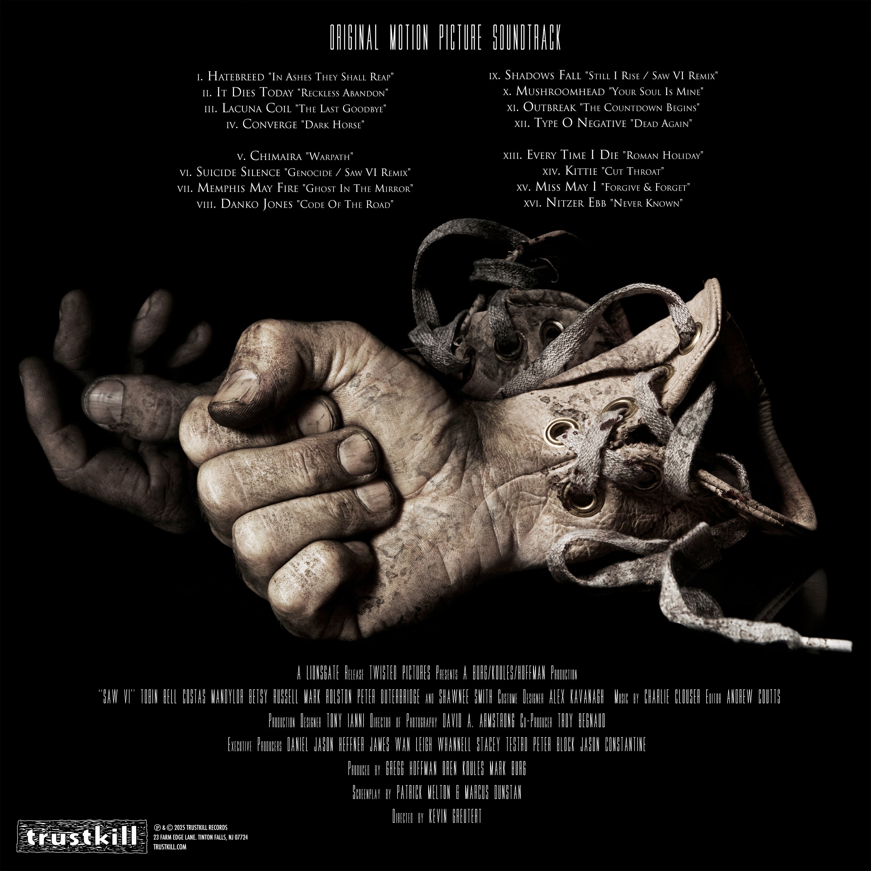 SAW VI SOUNDTRACK 2LP (Exclusive – Limited to 300, "Sawblade" Clear with Blood Red Splatter Vinyl)