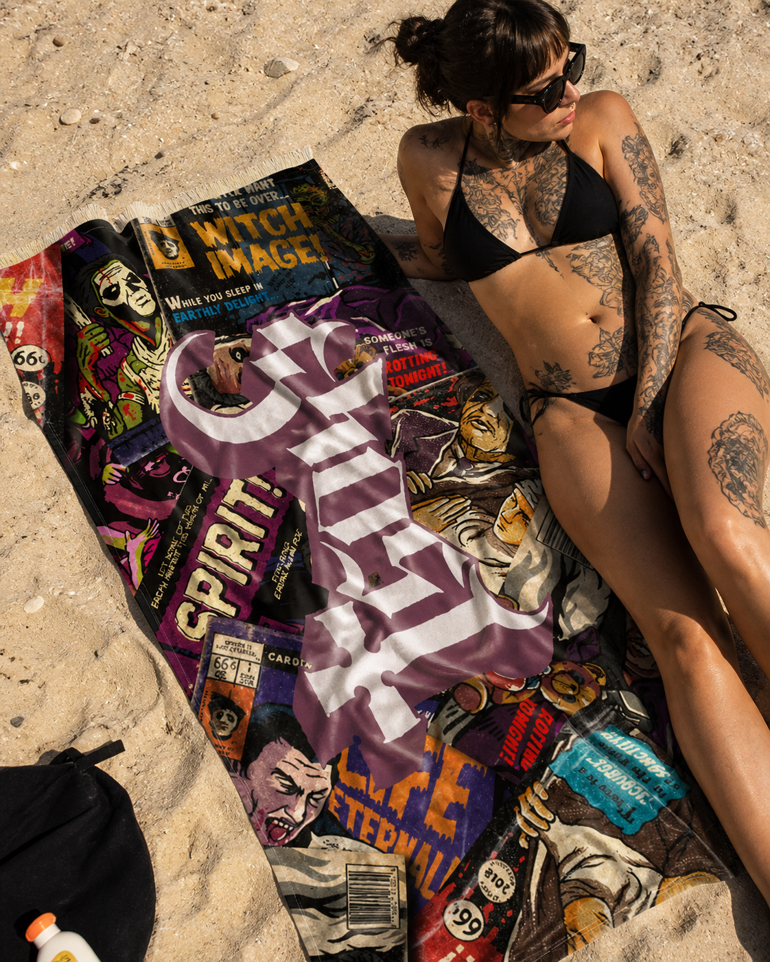 GHOST 'MAGAZINES' BEACH TOWEL (32"x 63")