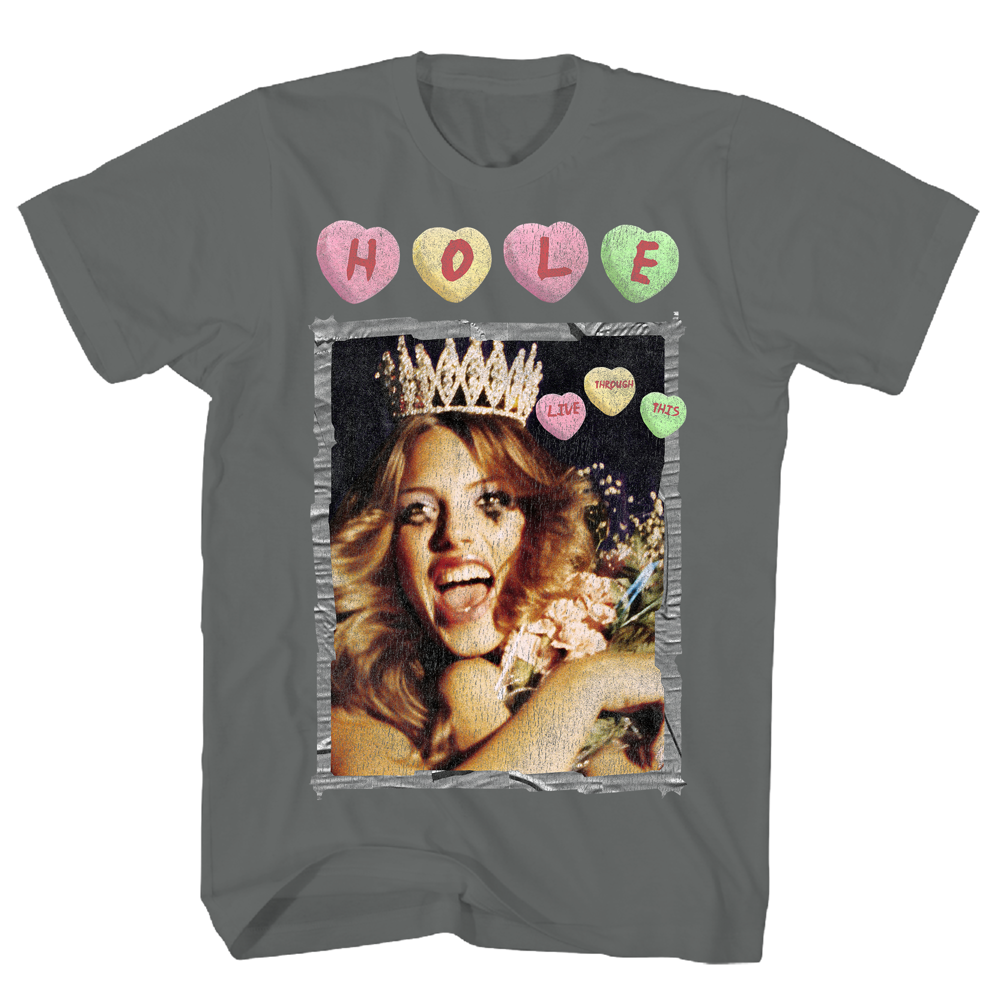HOLE LIVE THROUGH THIS CHARCOAL T-SHIRT