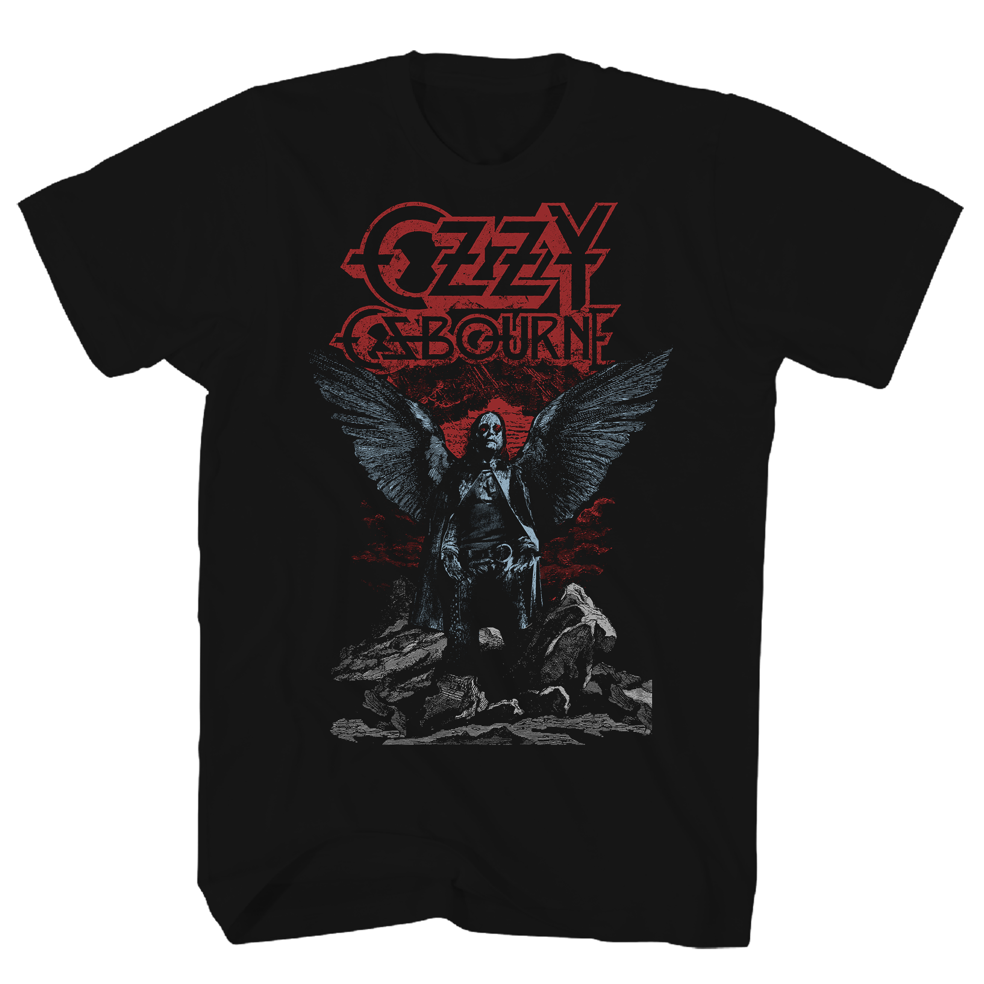 OZZY OSBORNE RAIN ANGEL WINGS BLACK T-SHIRT