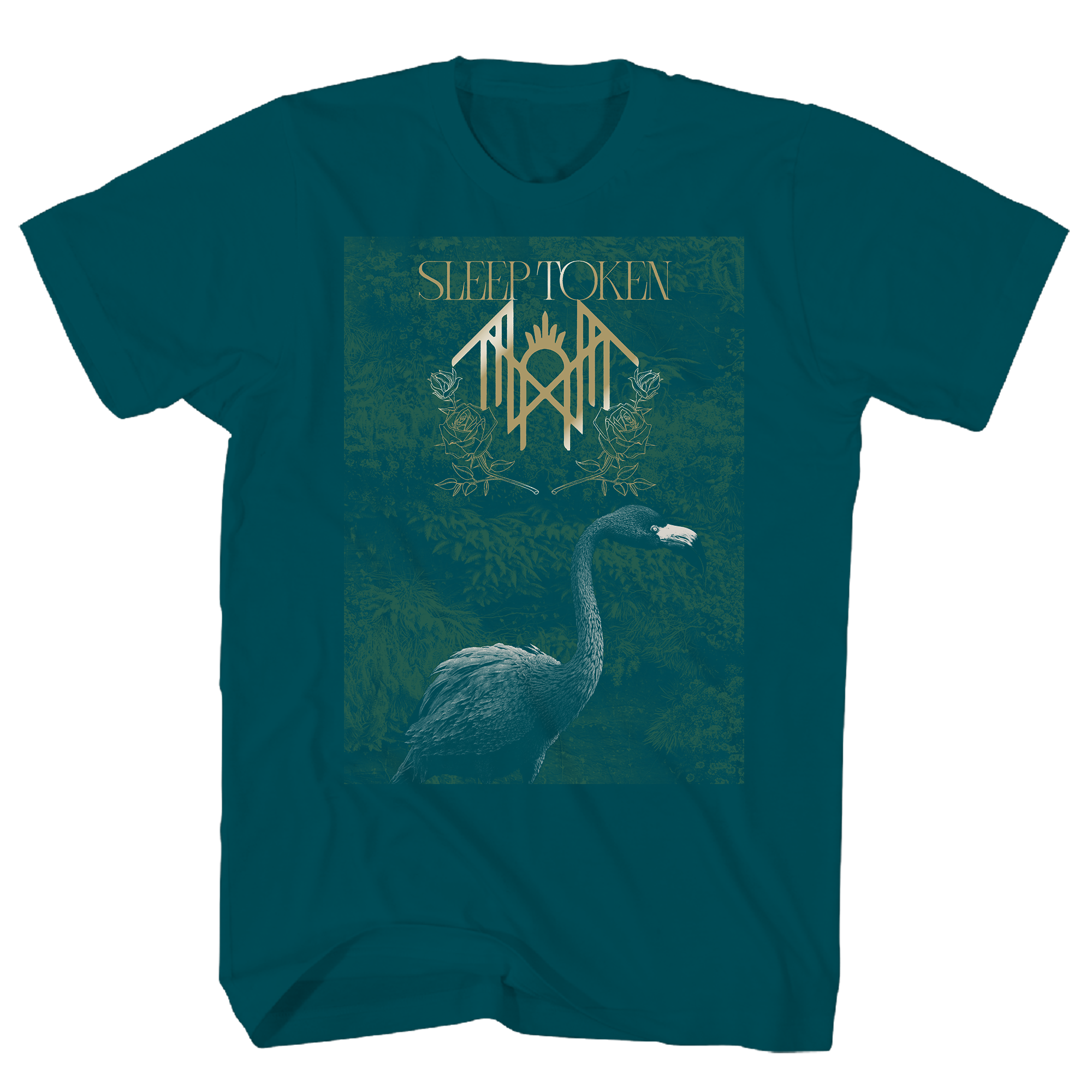 SLEEP TOKEN ALBUM WITH GOLD METALLIC INK TEAL T-SHIRT