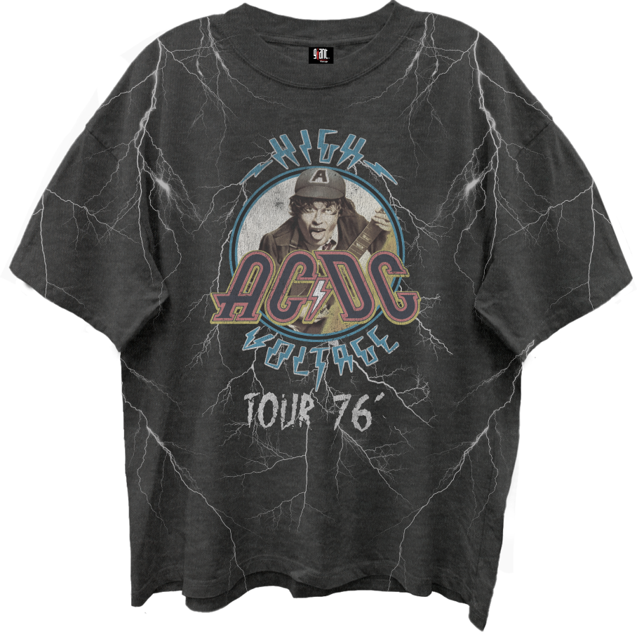 AC/DC ヴィンテージTシャツ AC/DC HIGH VOLTAGE 76 TOUR FRT/BACK ALL OVER PRINT VINTAGE BLACK T-SHI