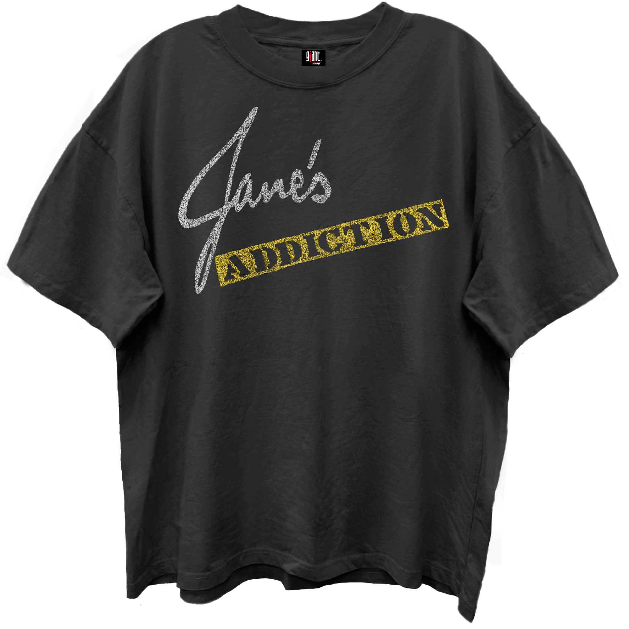 JANES ADDICTION LOGO COLLAGE FRT/BK VINTAGE BLACK ENZYME WASH T-SHIRT/GIANT VINTAGE T-SHIRT