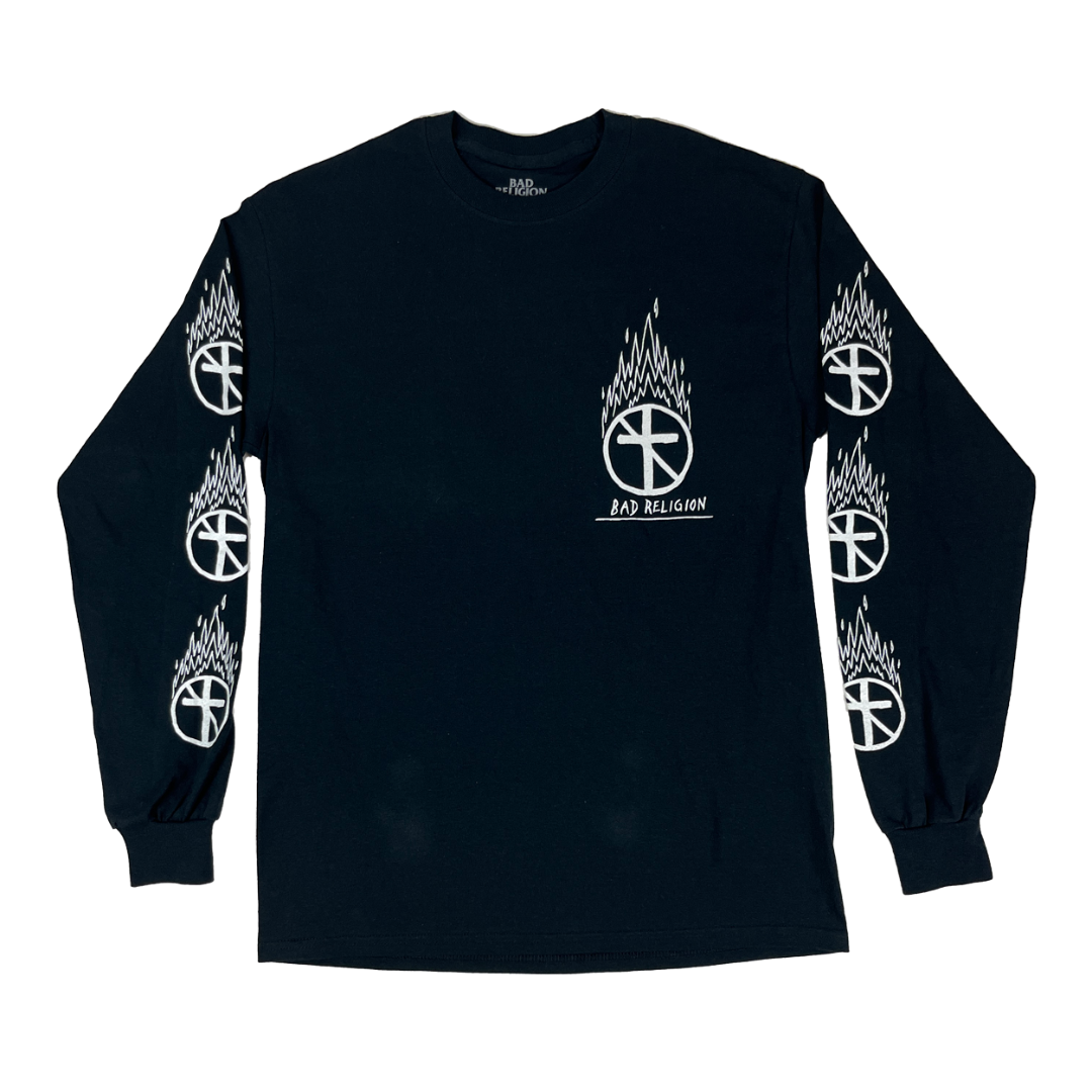 bad religion gear BAD RELIGION 'BLACK FLAME CROSS' LONG SLEEVE