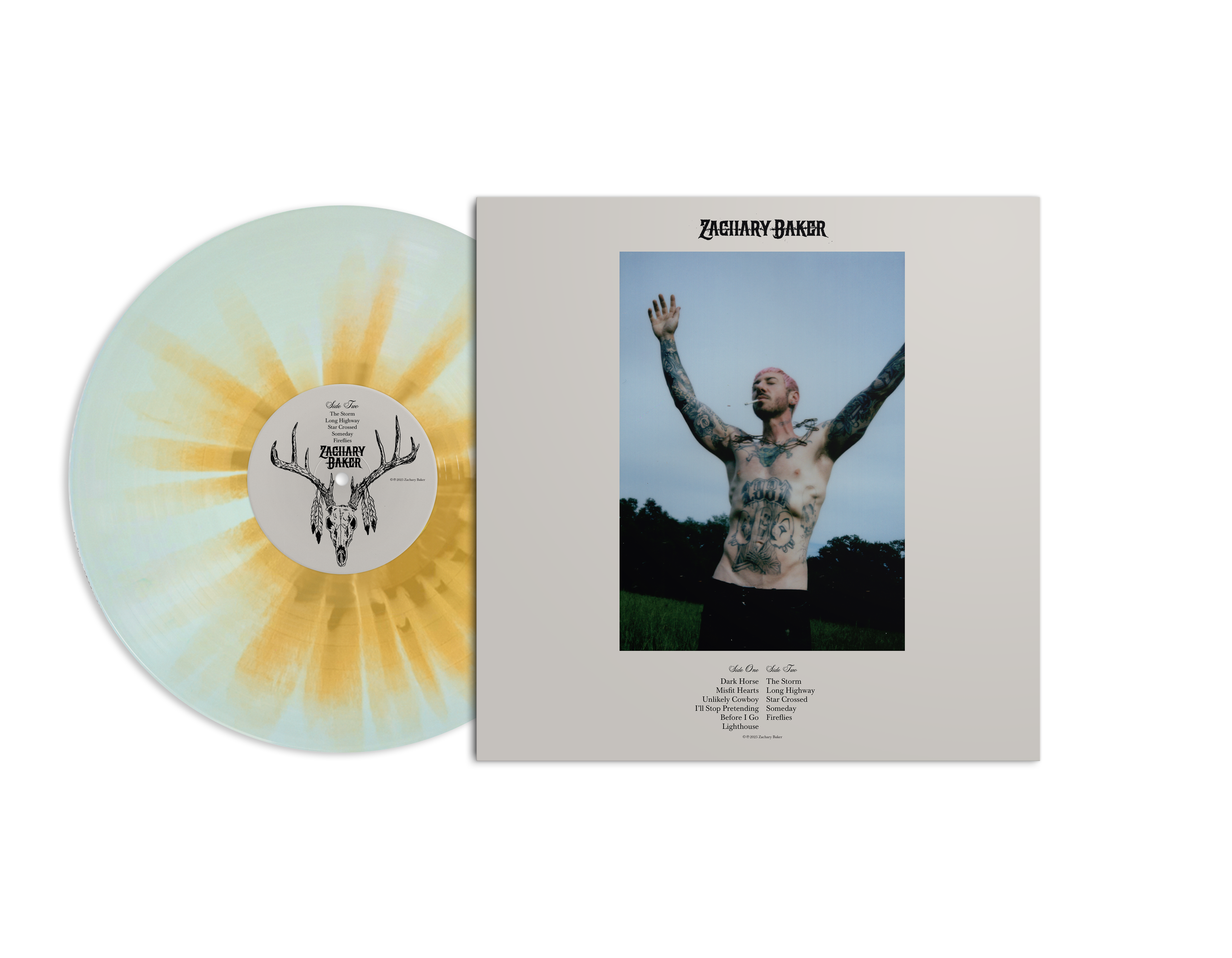 ZACHARY BAKER ‘DARK HORSE’ LP (Exclusive – Limited to 200, Sky Blue w/ Gold Splatter Vinyl)