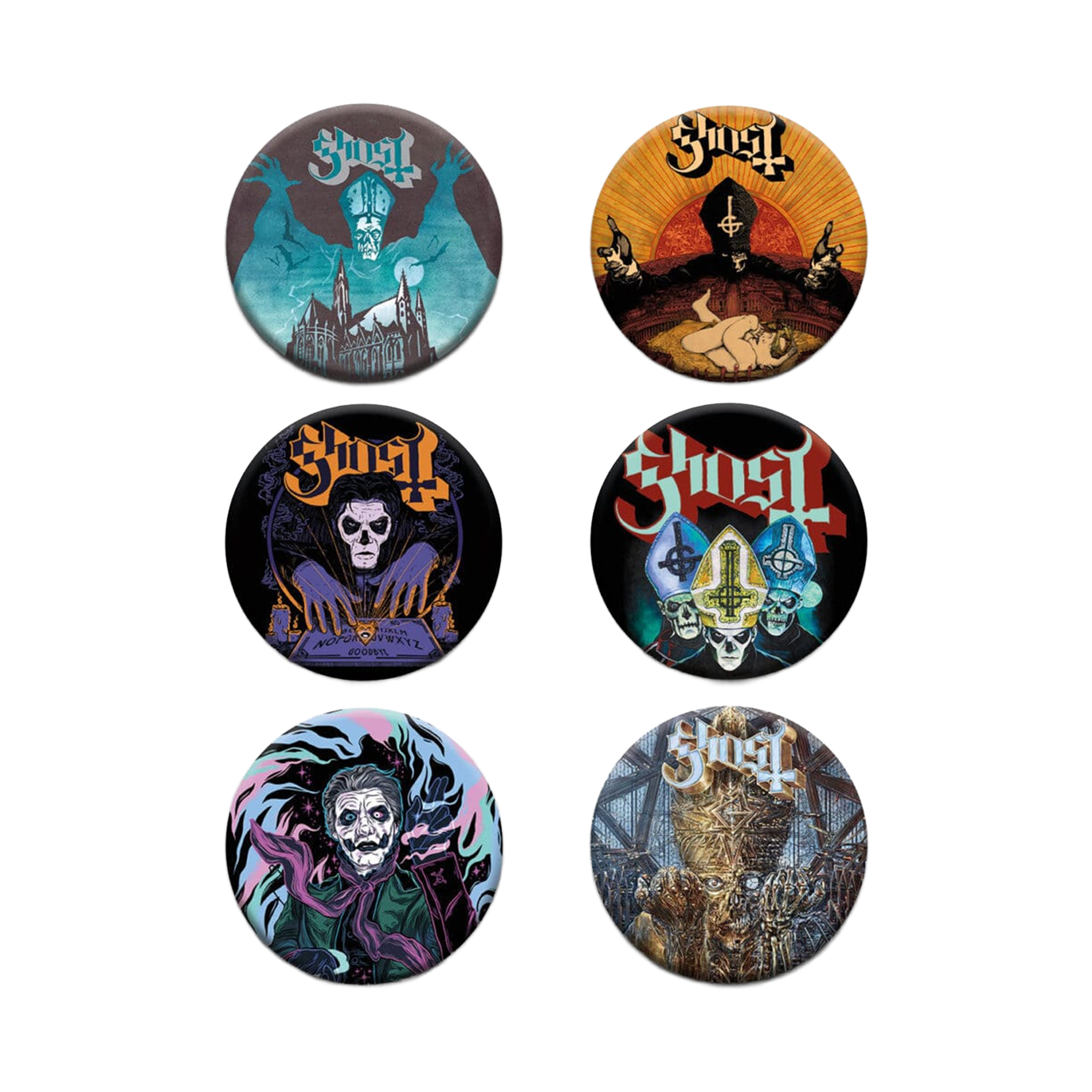 GHOST PINBACK BUTTON 6-PACK SET