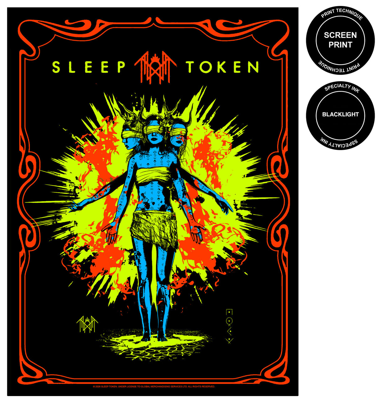 SLEEP TOKEN 'CHARACTER/ANGEL' FLOCKED BLACKLIGHT POSTERS